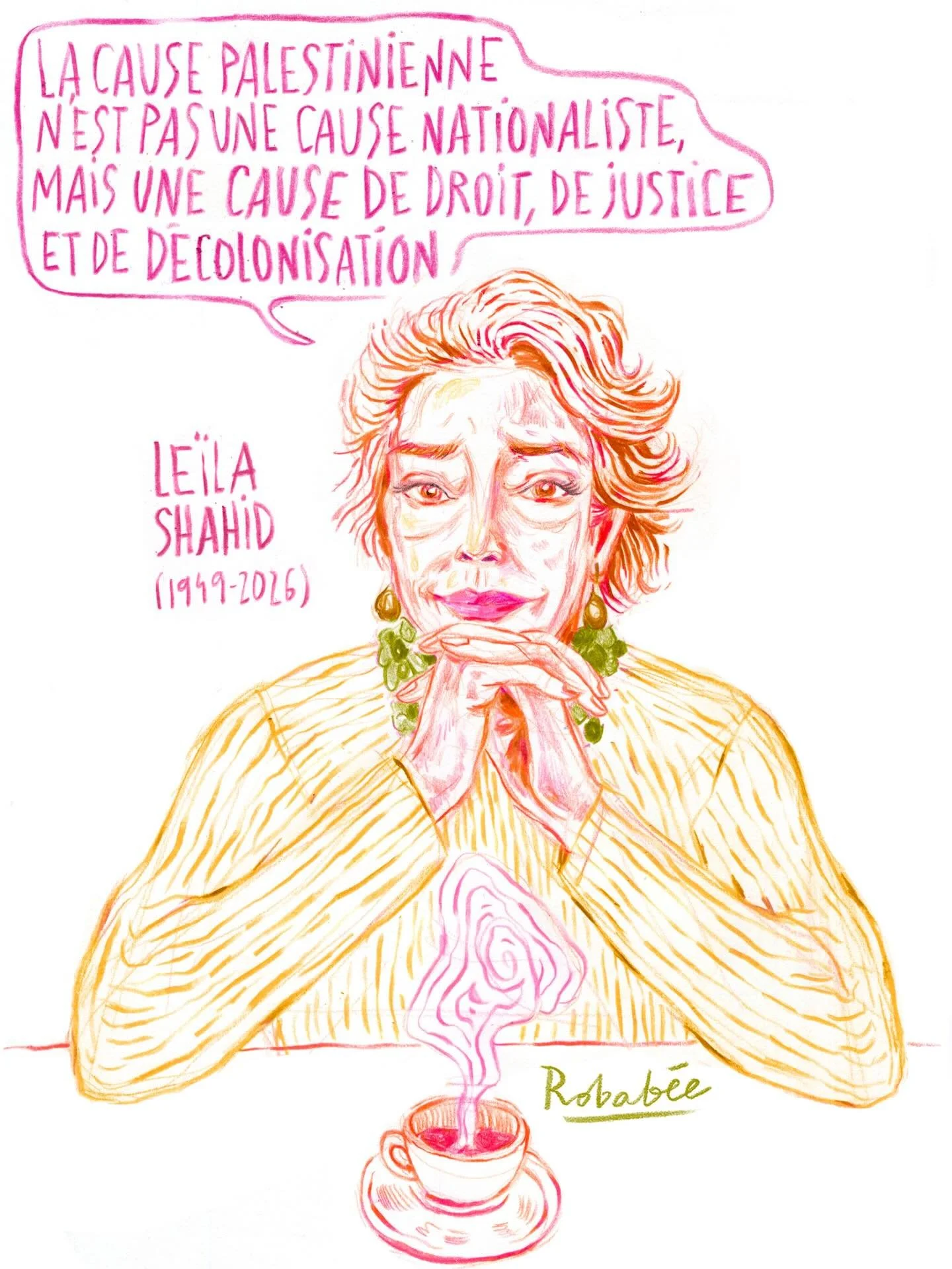 &laquo;&nbsp;Je pars avec une profonde d&eacute;ception car la situation de mon peuple est plus tragique que jamais&nbsp;&raquo; Le&iuml;la Shahid R.I.P ✊🏼&hearts;️🍉 #leilashahid #portraitfemmeinspirante #illustrationportrait #portraitpalestine