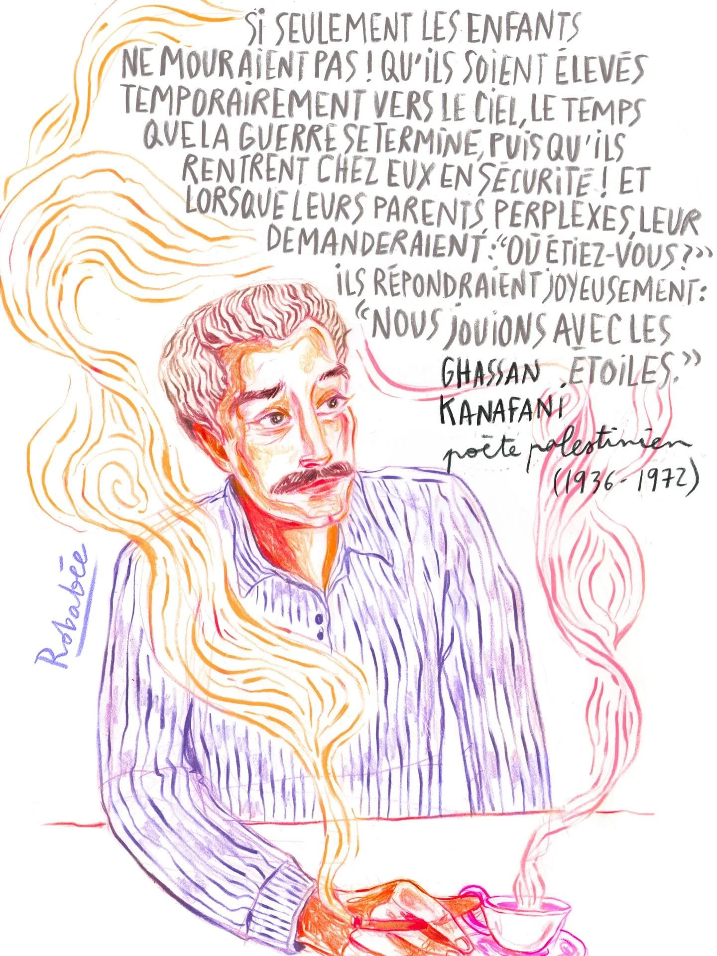 &laquo;&nbsp; Every war is a war against children.&nbsp;&raquo; Eglantyne Jebb  #ghassankanafani #illustrationforpeace #stopthewaronchildren #portraitillustr&eacute; #citationillustr&eacute;e
