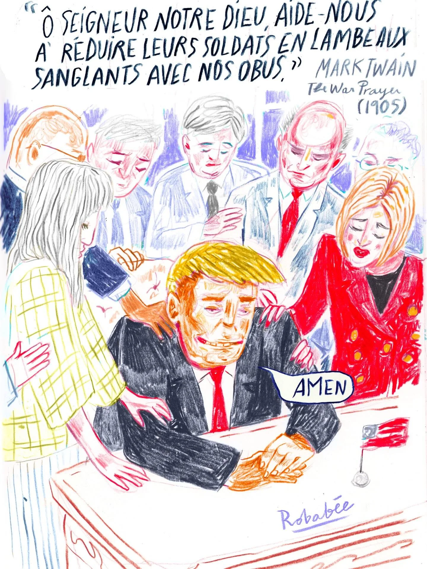&laquo;&nbsp;Les soldats meurent, les pr&ecirc;tres b&eacute;nissent les canons, et Dieu reste silencieux.&nbsp;&raquo; Kurt Tucholsky #marktwain #kurttucholsky #illustrationpolitique #donaldtrump #stopthewar