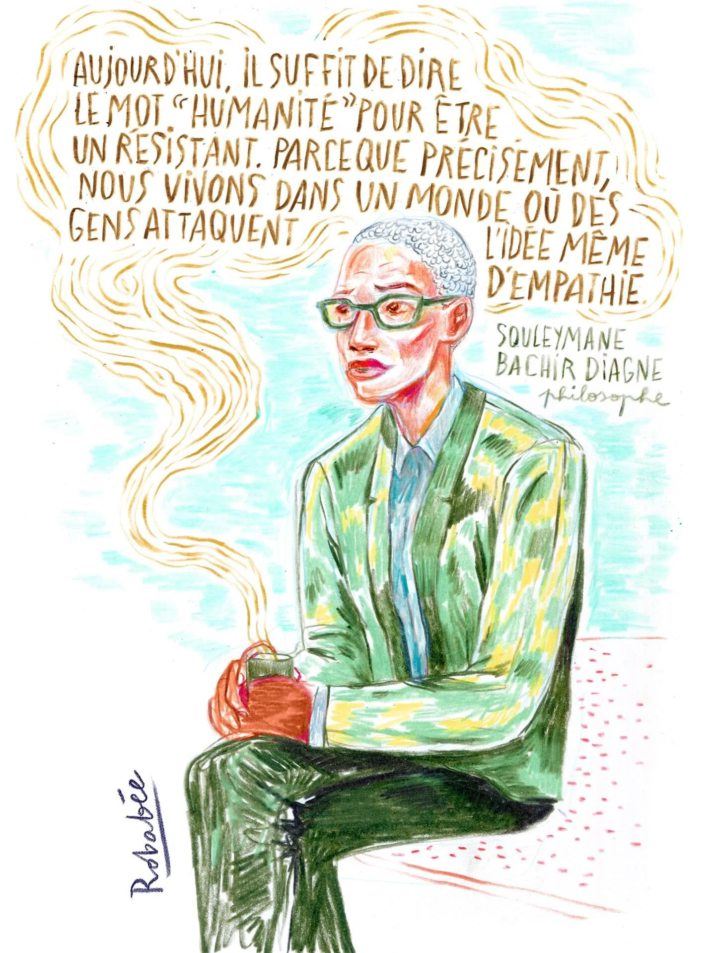 &laquo;&nbsp;L&rsquo;humanisme est une conversation entre les cultures, et non leur hi&eacute;rarchisation.&nbsp;&raquo; Souleymane Bachir Diagne #illustration #humanisme #souleymanebachirdiagne #dessindujour❣️