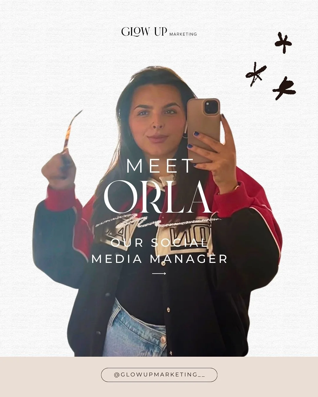 ✨ Staff Spotlight✨
Meet Orla, our Social Media Manager at Glow Up Marketing! 
With a passion for beauty and skincare, Orla always brings her A-game to both her routines and our socials! 
From her must-have products to favorite brands, she knows wh
