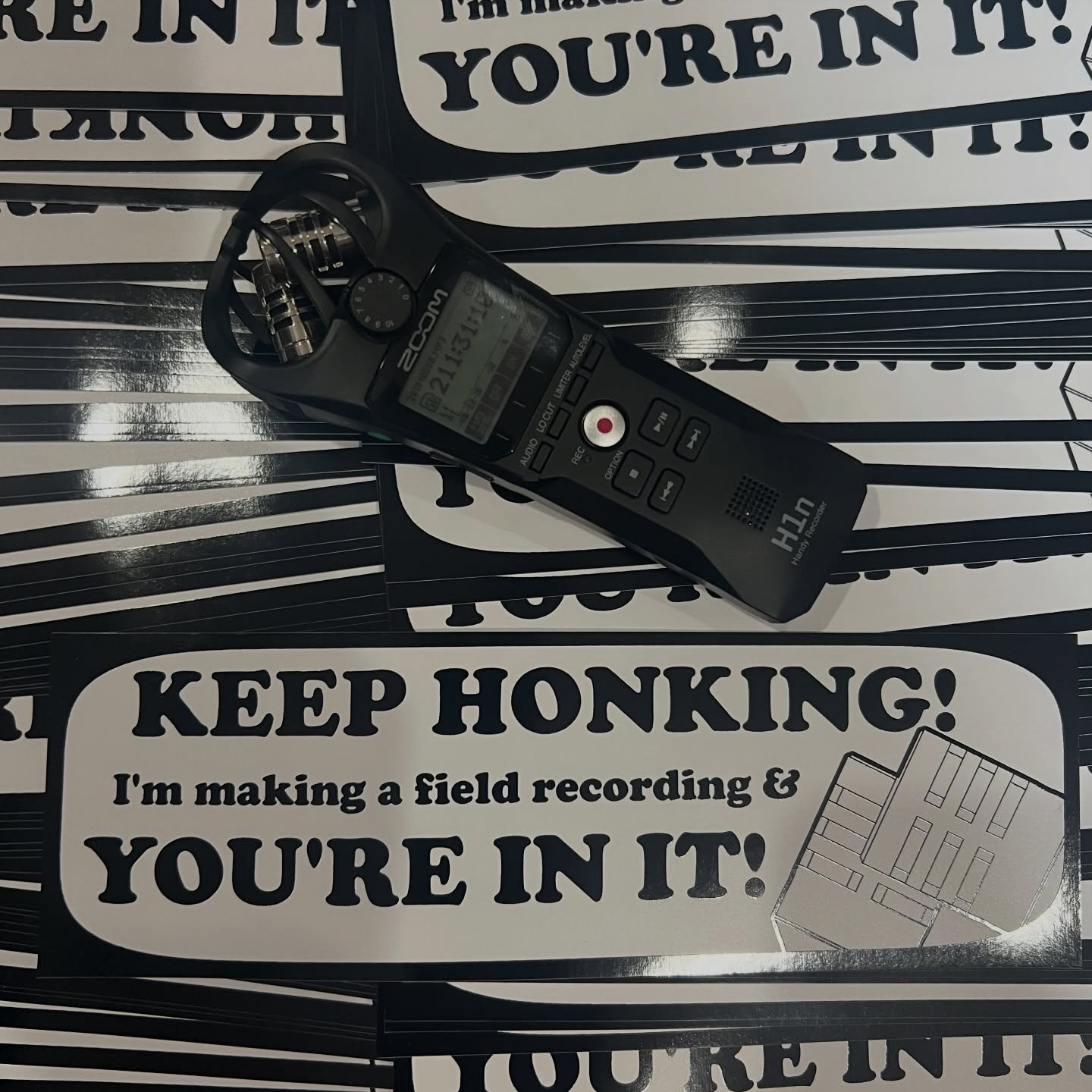 New stickers in the webstore!  Currently free with purchase in the shop, or I can ship you one but it&rsquo;s $5 so you&rsquo;d might as well buy something, right? #zoom #fieldrecording #fieldrecorder #keephonking #stophonking