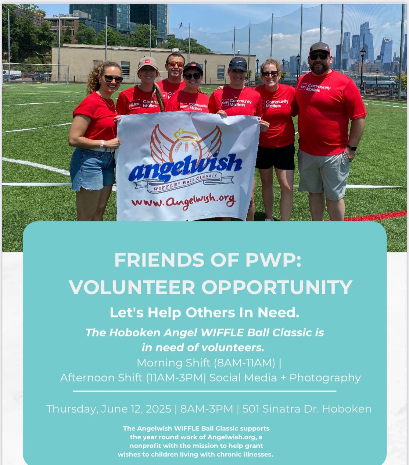 The Angelwish WIFFLE Ball Classic is coming to Hoboken on June 12th and is in need of volunteers. Head to the link in our bio to sign up through CharityQuest. Learn more about Angelwish on its page here @angelwishorg