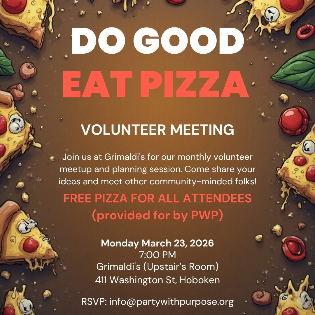 🍕✨ CALLING ALL DO-GOODERS + PIZZA LOVERS ✨🍕

Join us for our Party With Purpose Volunteer Meeting at Grimaldi&rsquo;s and help us plan an impactful year of giving back &mdash; plus&hellip; FREE PIZZA (provided by PWP).

📍 Grimaldi&rsquo;s
📅 Monda