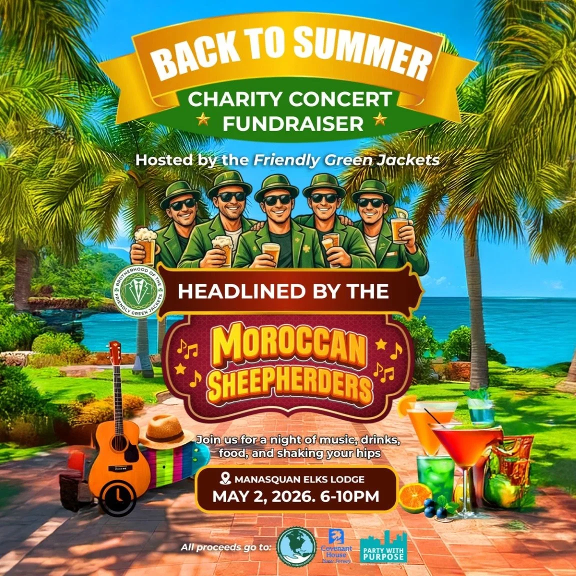 JERSEY SHORE! - Get Ready to Kickoff Summer! ☀️

Join the @friendlygreenjackets for their inaugural "Back to Summer Charity Concert Fundraiser"! Let's start the season off with a party that gives back.

All proceeds from this event benefit 