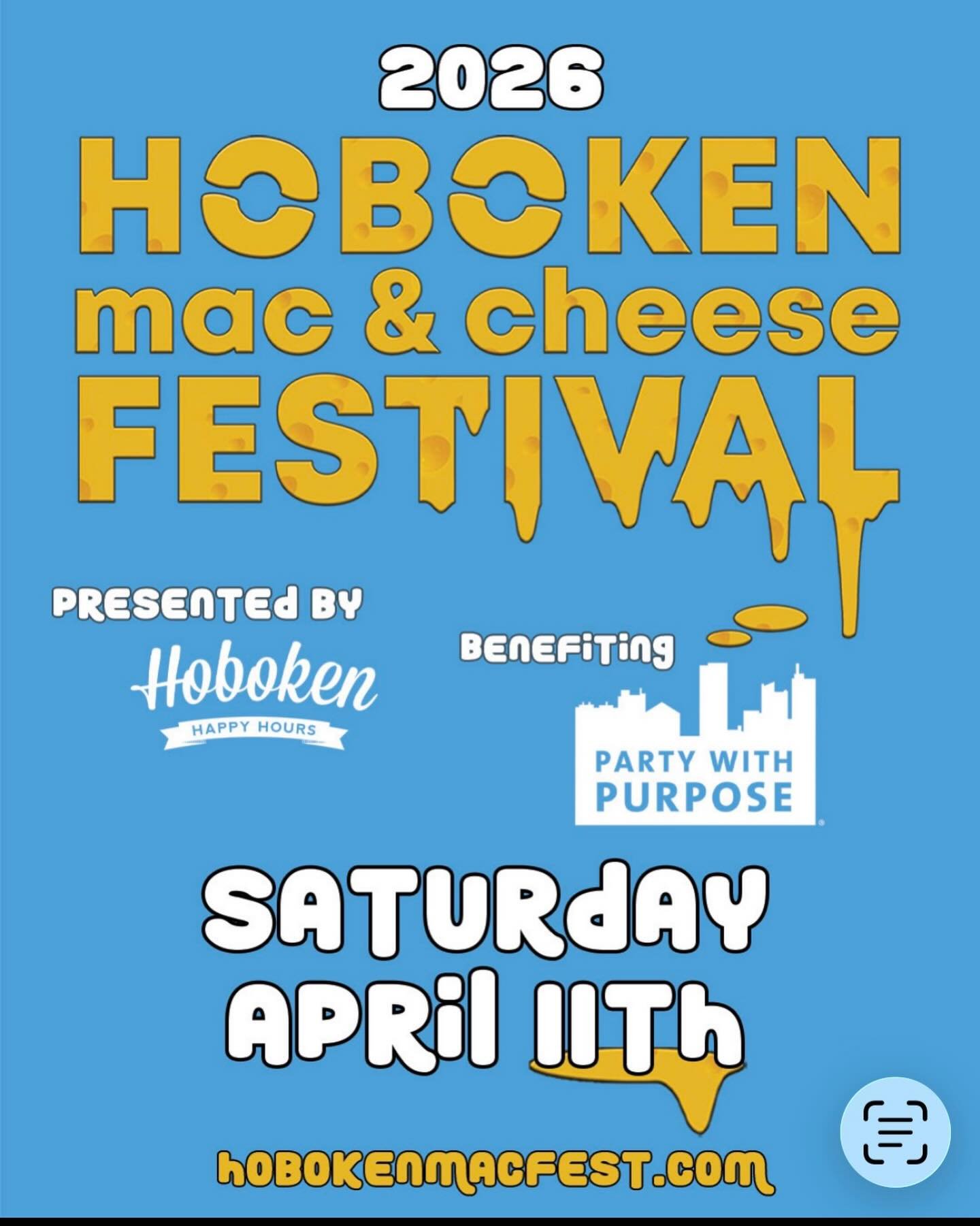 Party With Purpose is proud to be the official charity partner of Hoboken Happy Hours&rsquo; Mac &amp; Cheese Festival! 🧀🎉

Every ticket sold helps support our mission of giving back to the community by funding incredible local charities making a d
