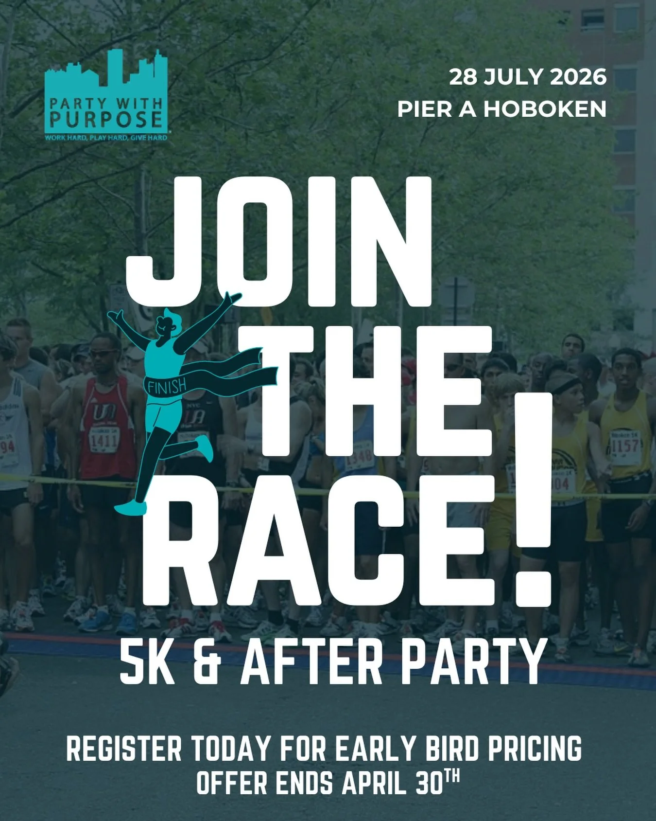 Hey Runners! 🏃🏽&zwj;♀️🏃

Sign up now for the Party with Purpose 5k and After Party to lock in the best rate! Prices increase on May 1. 

Don&rsquo;t wait - register today at the link in our bio and join us for a race that gives back! 

#partywithp