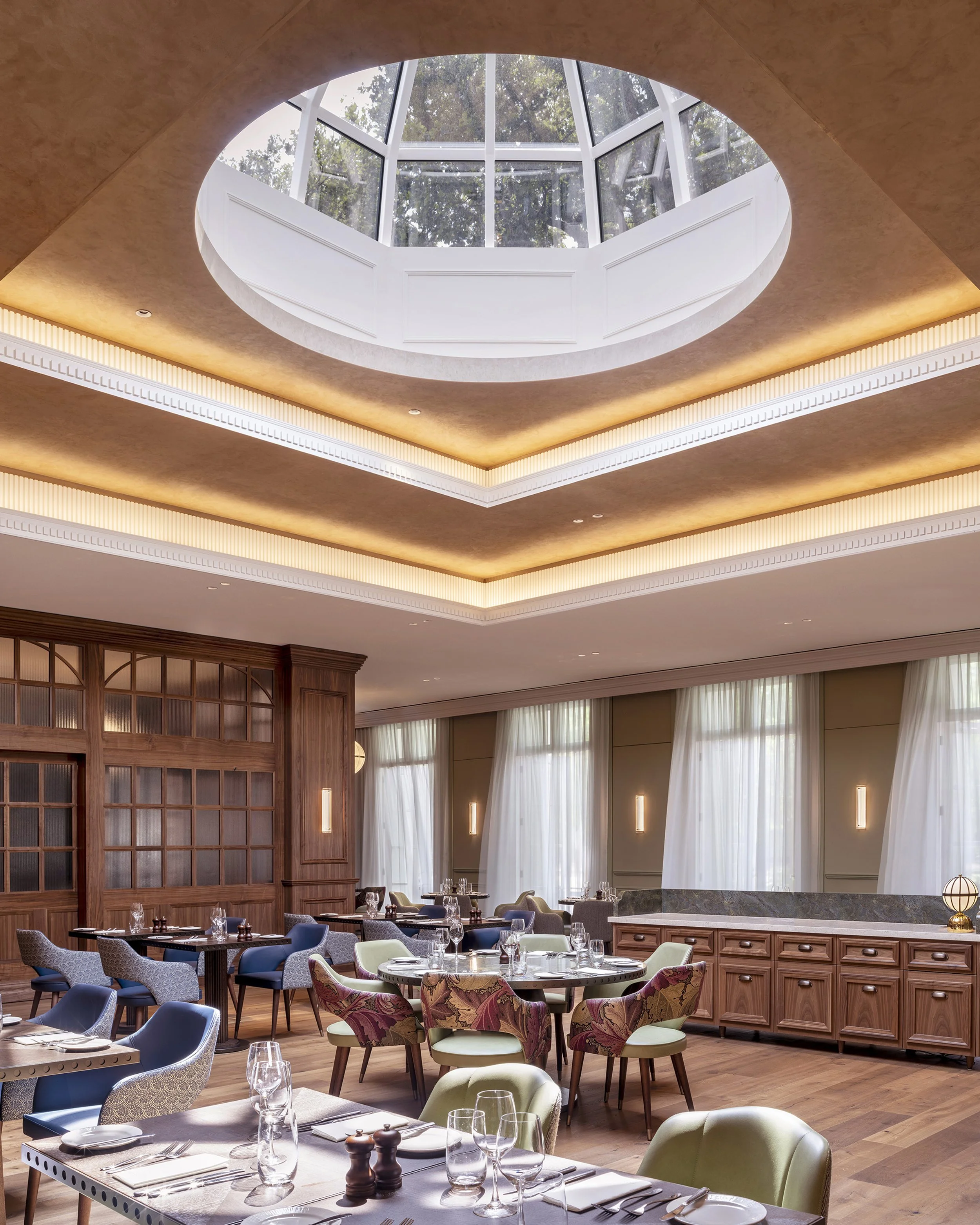 Kilian O’Sullivan Award Winning London Based Architectural Photographer & Interiors Photographer Brasserie 1869 at The Hurlingham Club Jestico Whiles