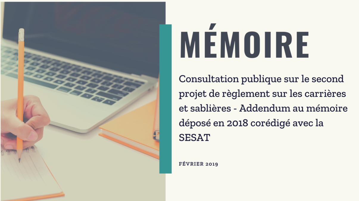Consultation publique sur le second projet de règlement sur les carrières et sablières 