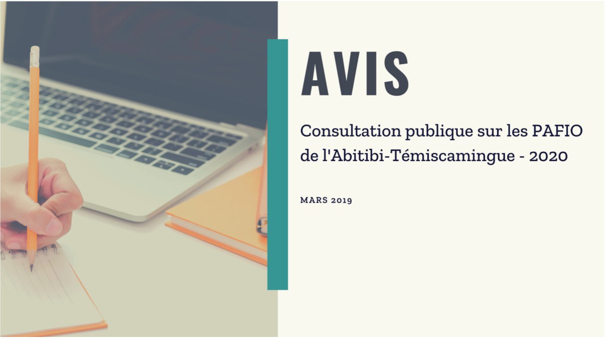 Consultations publiques PAFIO 2019 - Région Abitibi-Témiscamingue