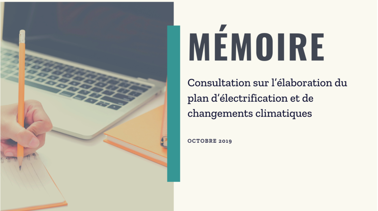 Consultation sur l’élaboration du plan d’électrification et de changements climatiques