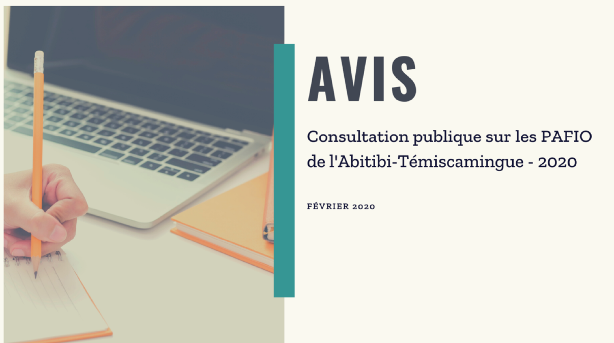 Consultation publique sur les PAFIO de l'Abitibi-Témiscamingue - 2020