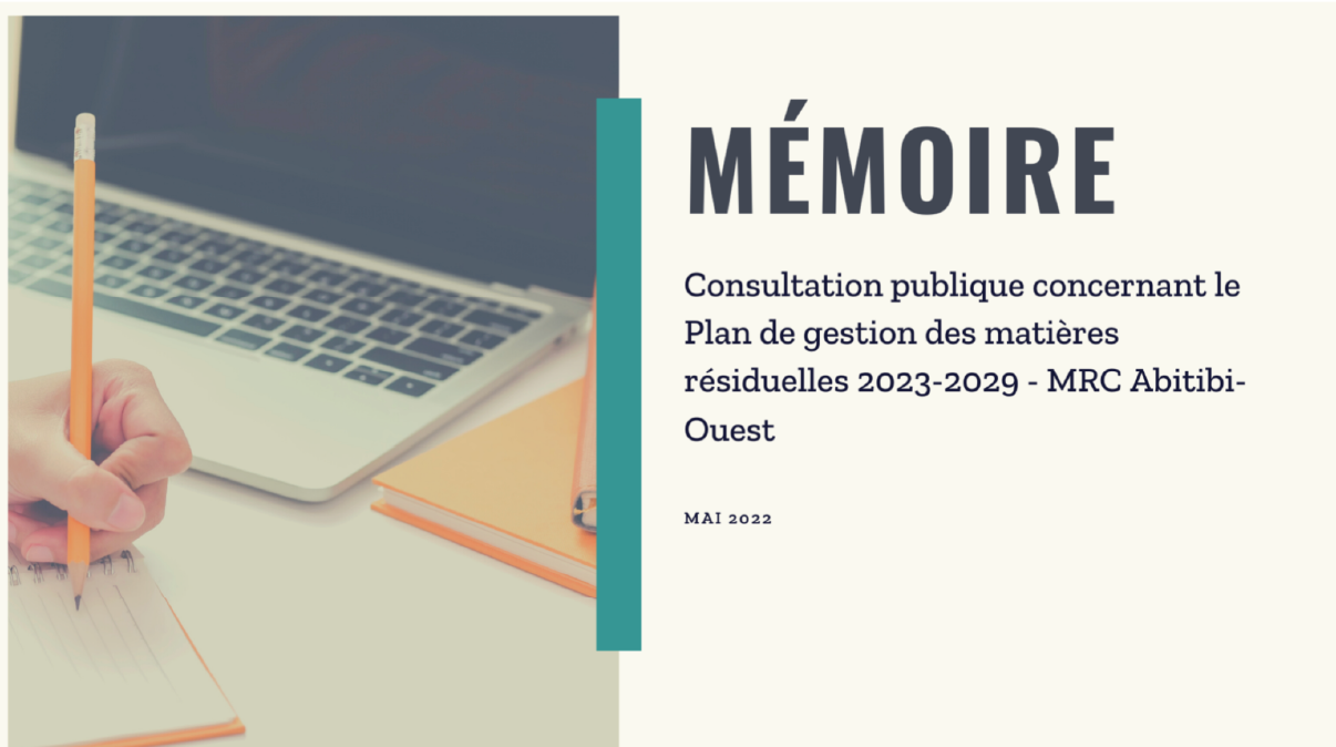 Plan de gestion des matières résiduelles 2023-2029 - MRC Abitibi-Ouest
