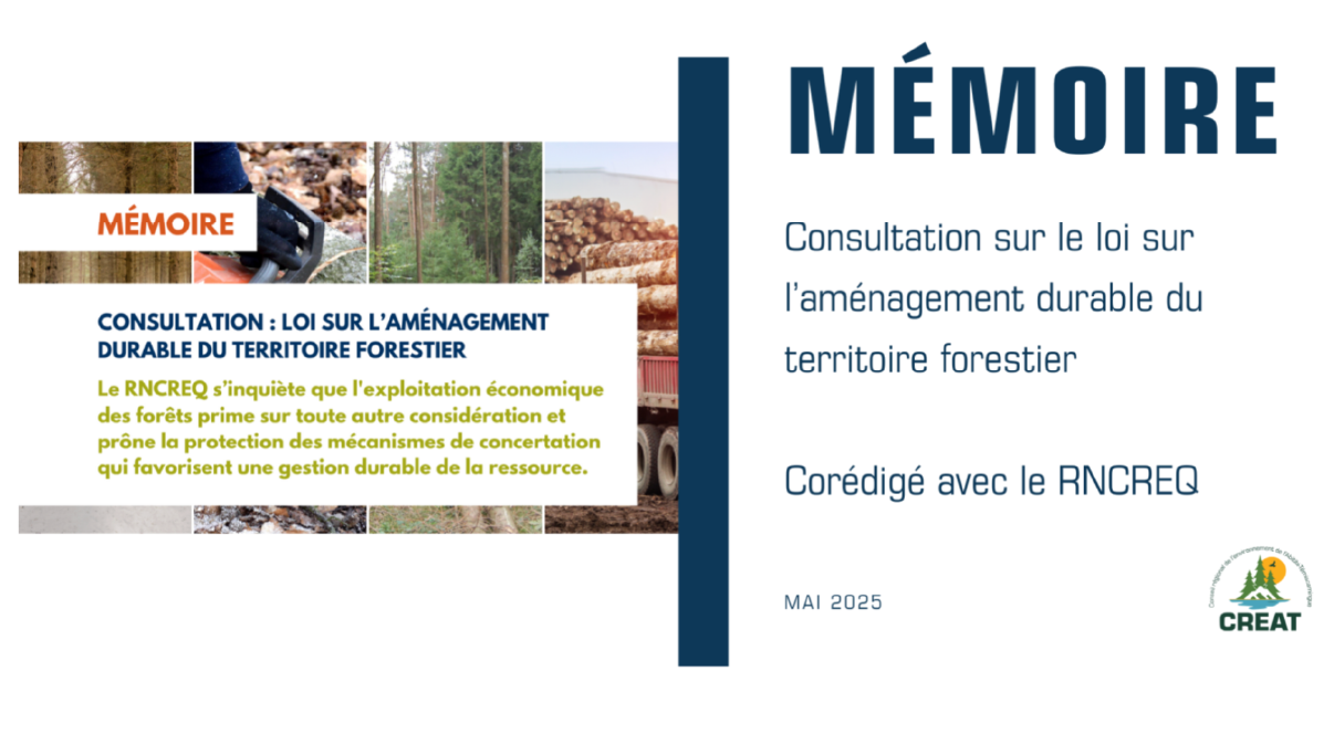 Consultation sur le loi sur l’aménagement durable du territoire forestier