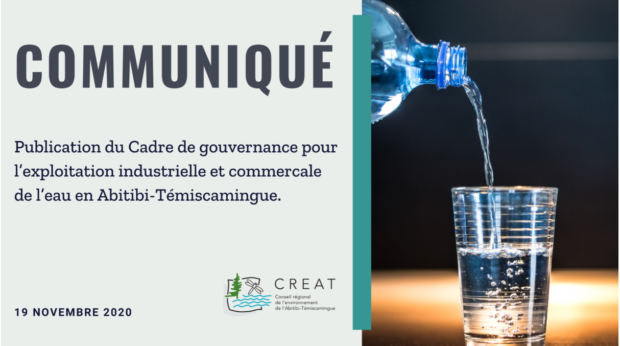 Publication du Cadre de gouvernance pour l’exploitation industrielle et commercale de l’eau en Abitibi-Témiscamingue