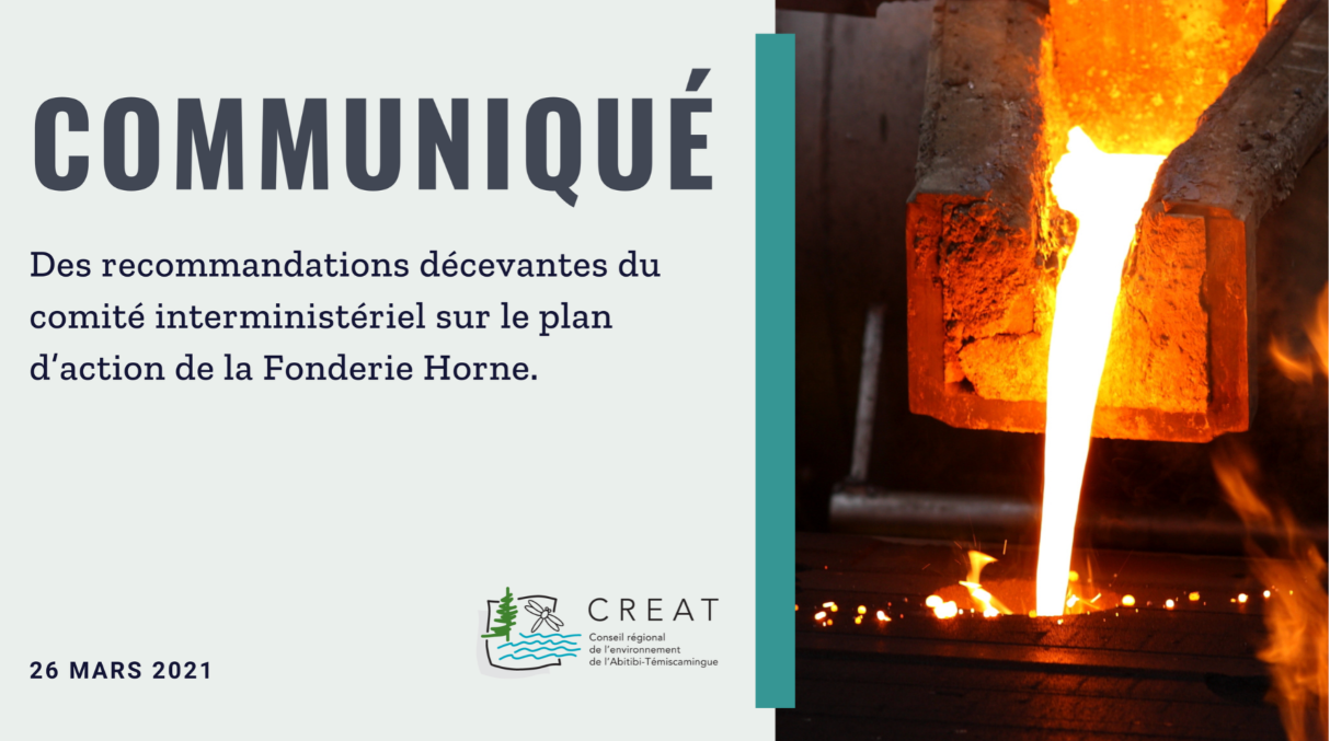 Des recommandations décevantes du comité interministériel sur le plan d’action de la Fonderie Horne