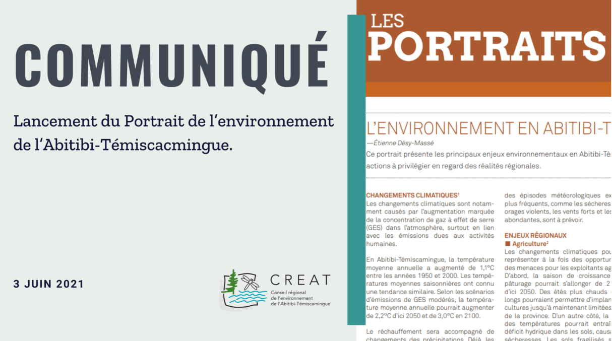Lancement du Portrait de l’environnement de l’Abitibi-Témiscacmingue
