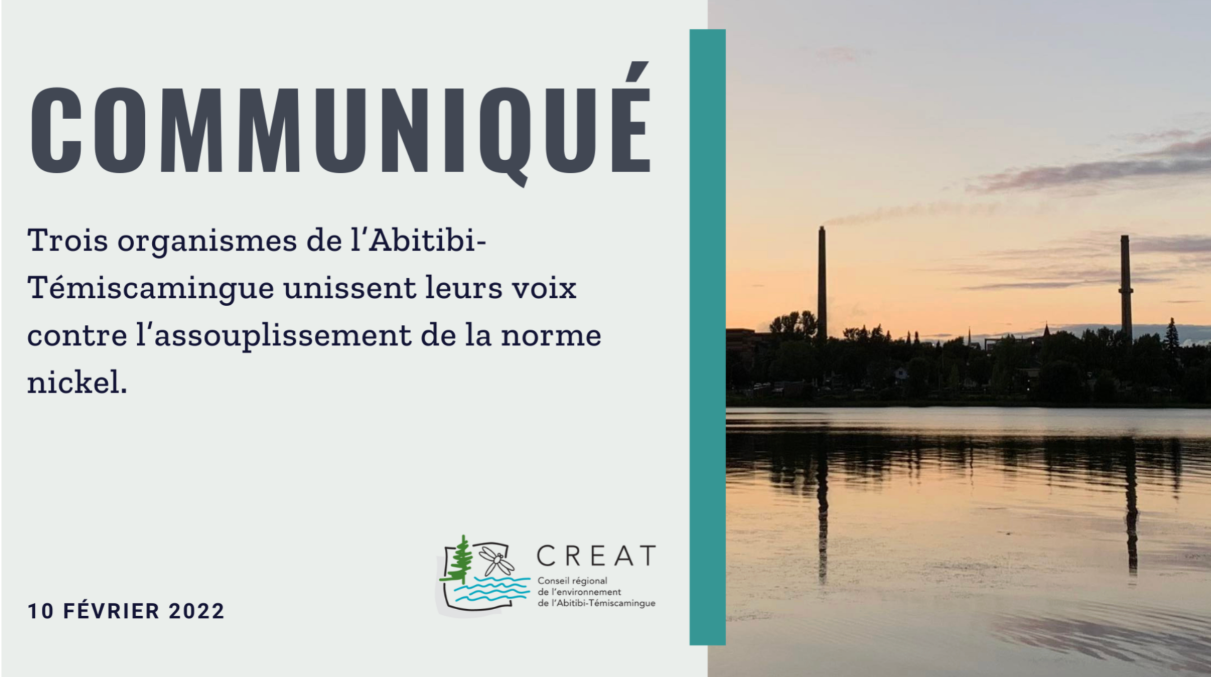 Trois organismes de l’Abitibi-Témiscamingue unissent leurs voix contre l’assouplissement de la norme nickel
