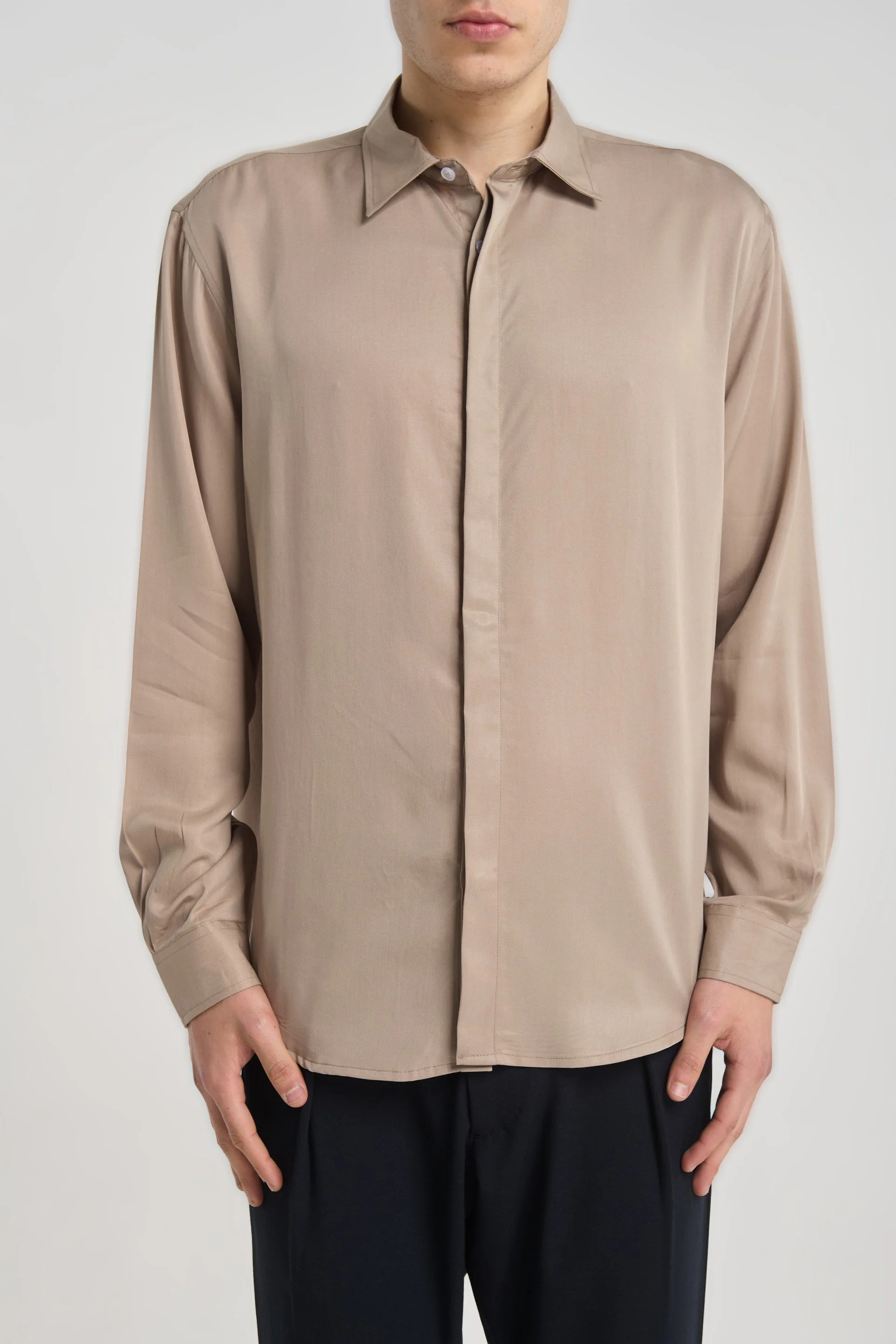 Yamada 3588 Taupe Dress Shirt — Men's Shirts, Regular Fit