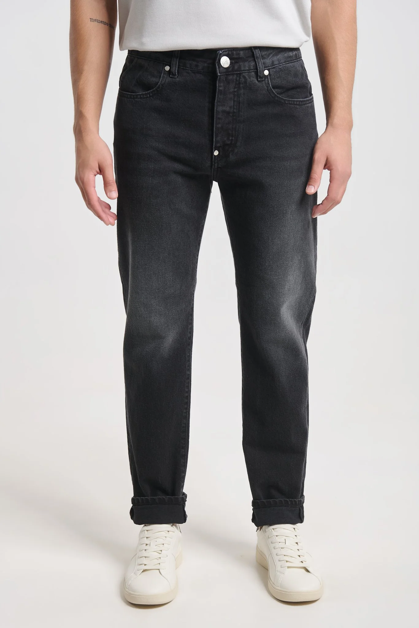 Sabbath 2366 Dark Black Stone Washed Jeans — Men's Denim, Slim Straight Fit