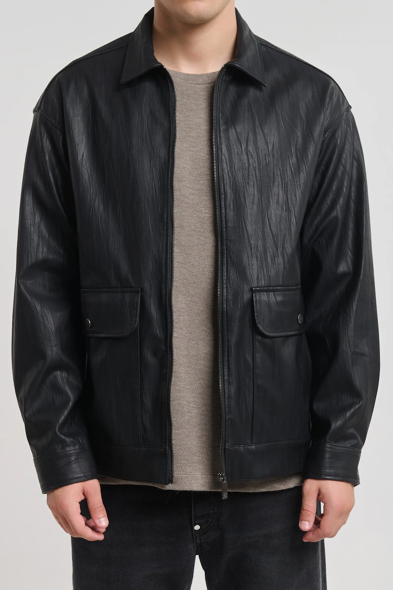 Kitami Z 5168 Black Faux LeatherJacket — Men's Jackets, Regular Fit