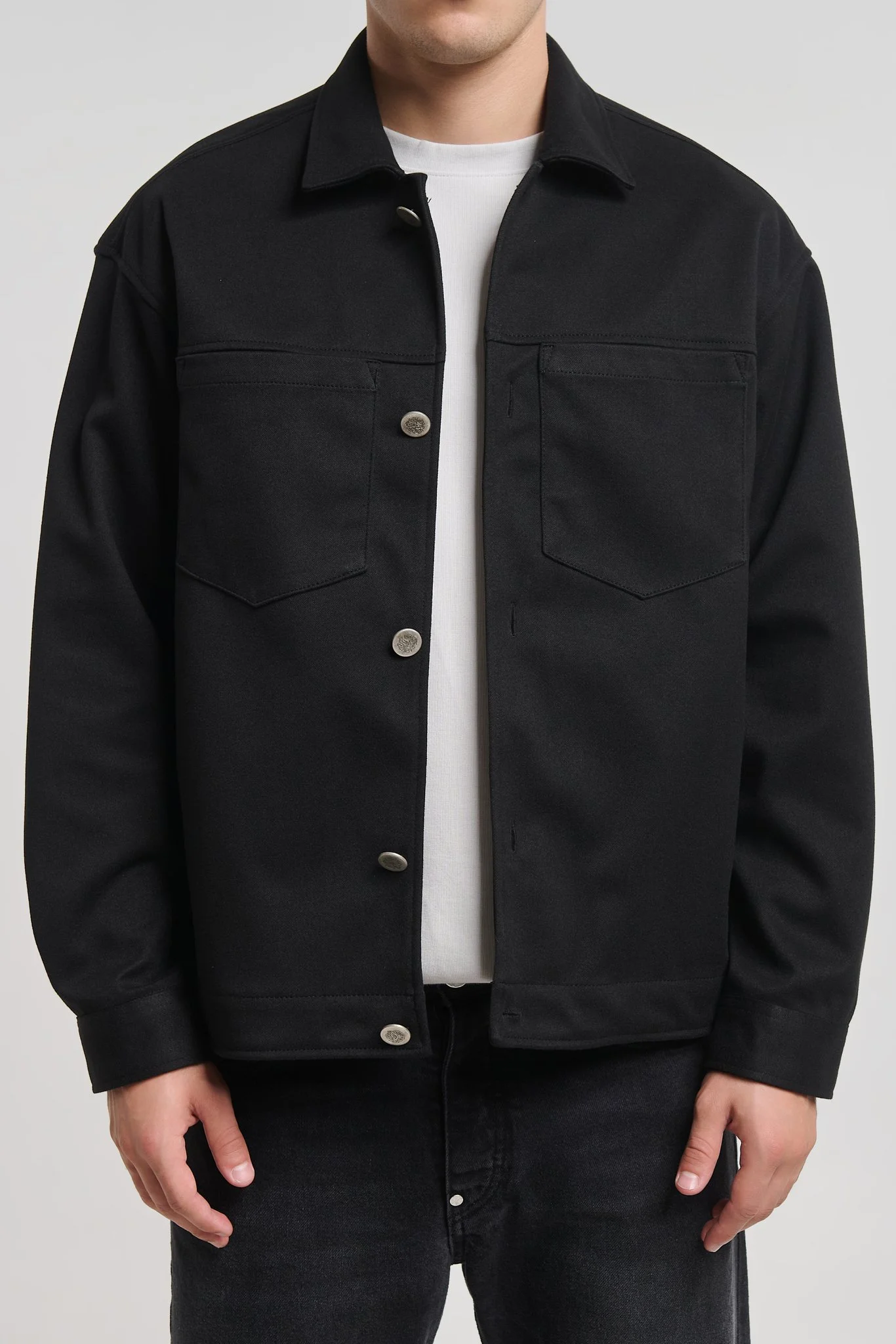 Santo 5166 Black Soft Overshirt — Men's Overshirts, Boxy Fit