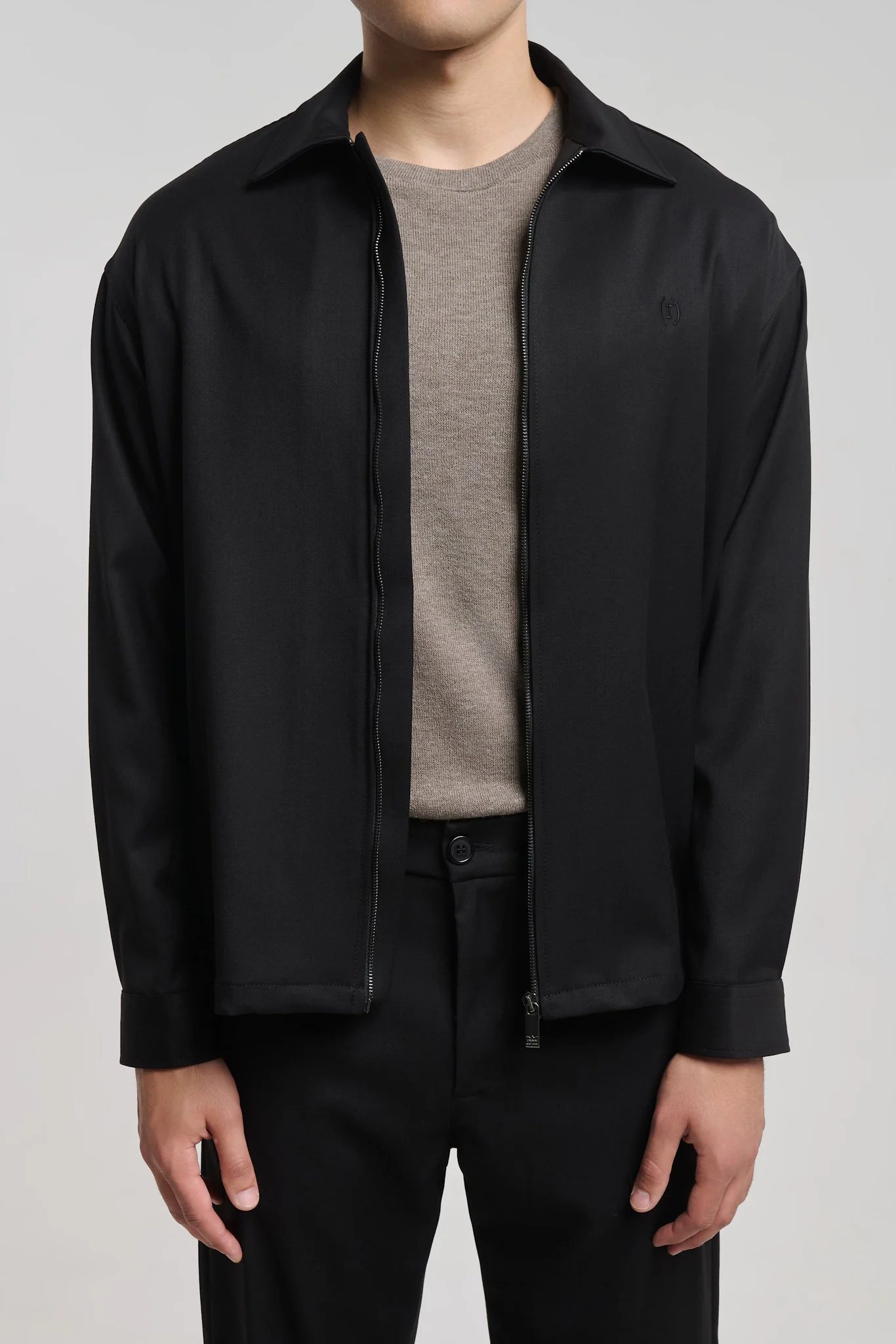Asimov Z 5162 Black Zip Overshirt — Men's Overshirts, Relaxed Fit