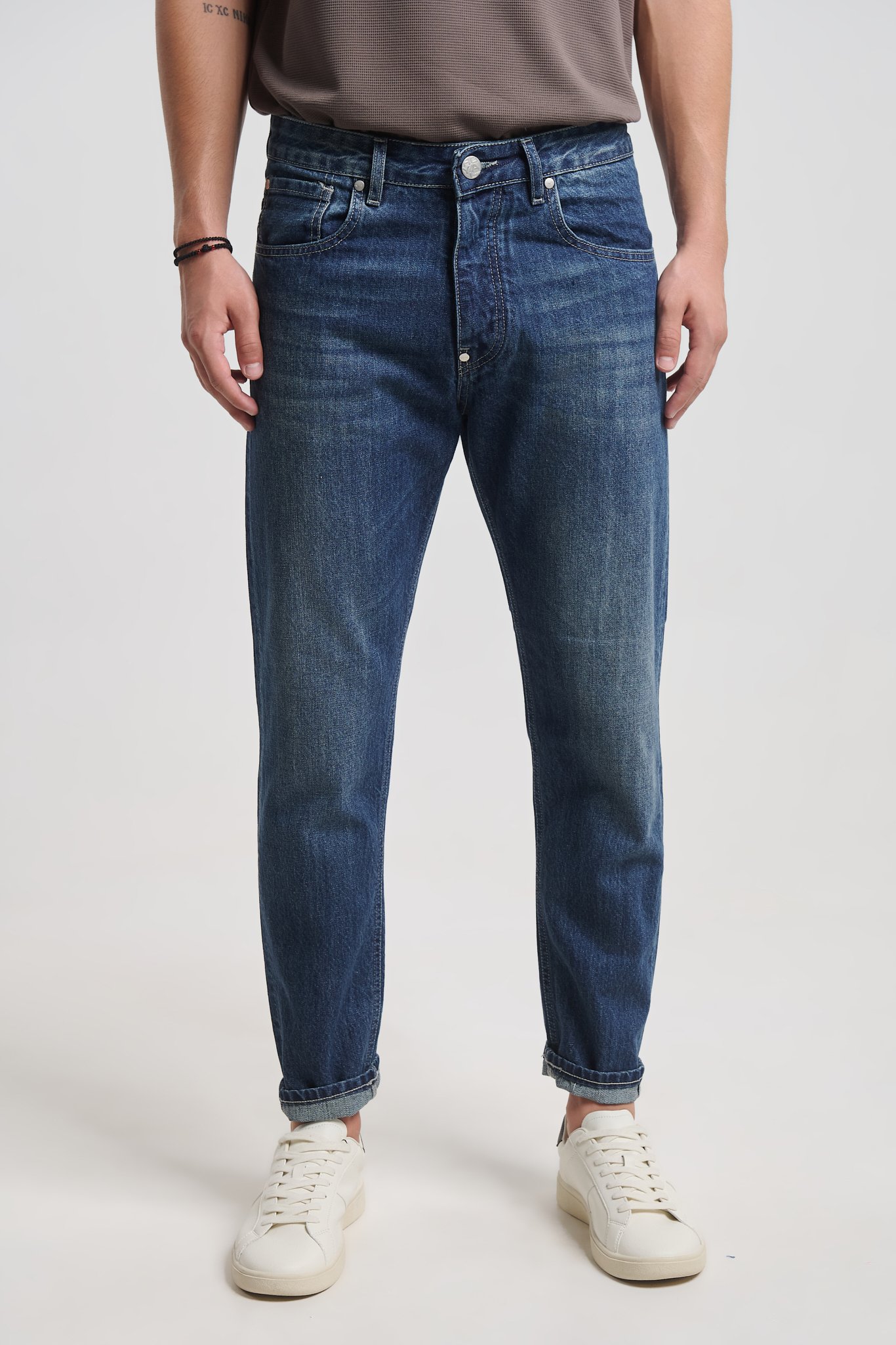 Sendai 2372 Medium Blue Stone Washed Jeans — Men's Denim, Tapered Fit