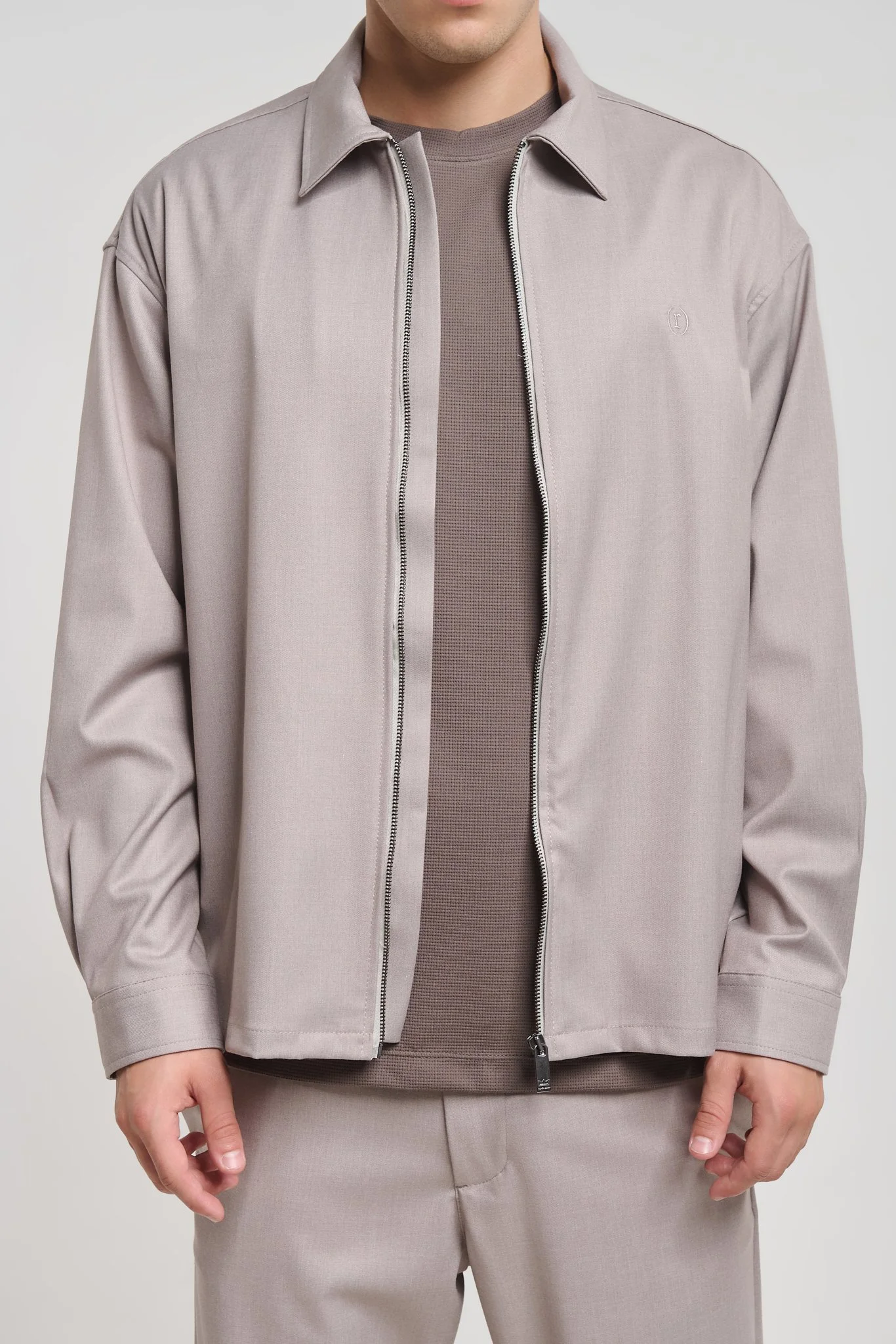 Asimov Z 5162 Beige Zip Overshirt — Men's Overshirts, Relaxed Fit