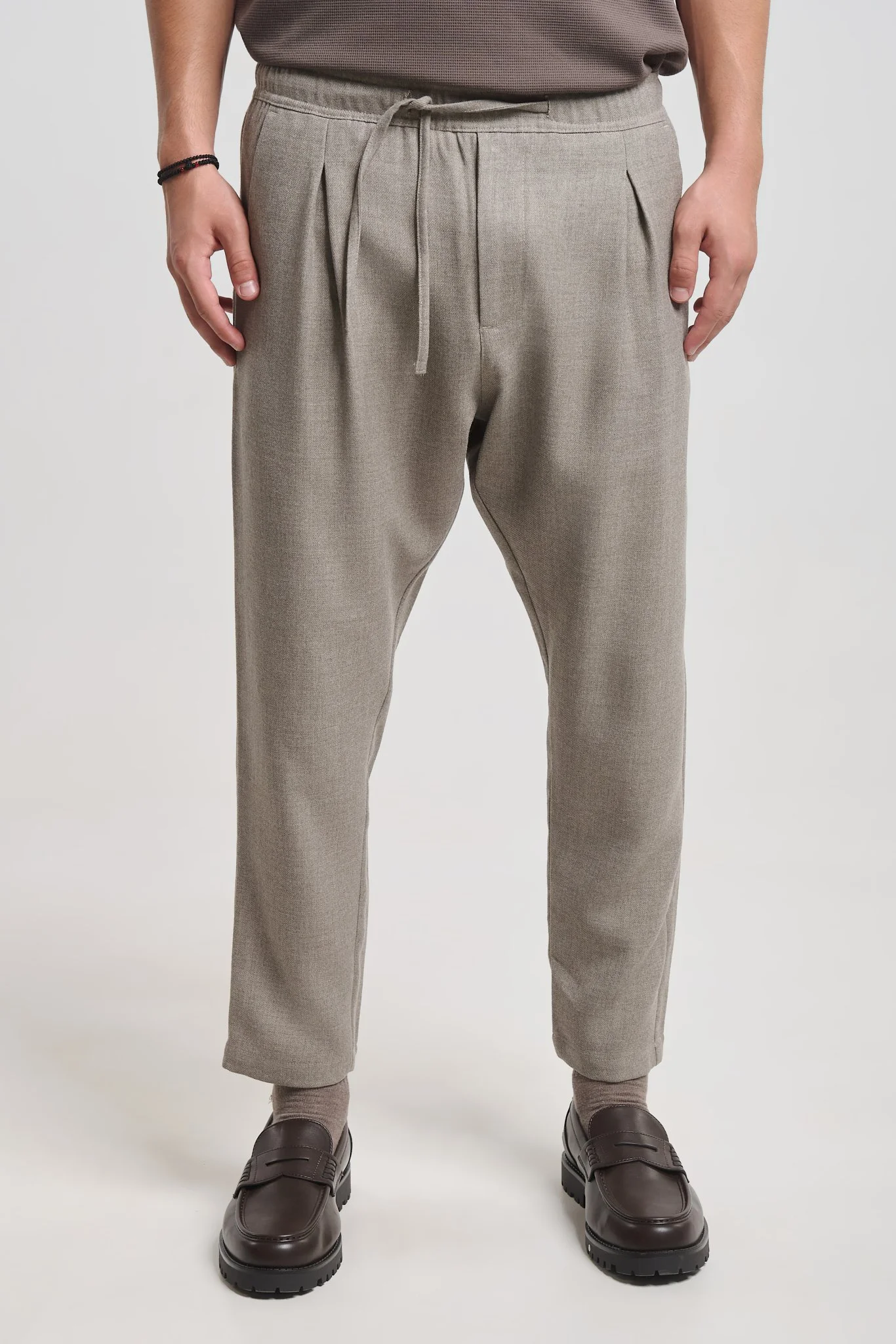 Odense 2386 Beige Elasticated Pants — Men's Chino, Tapered Fit