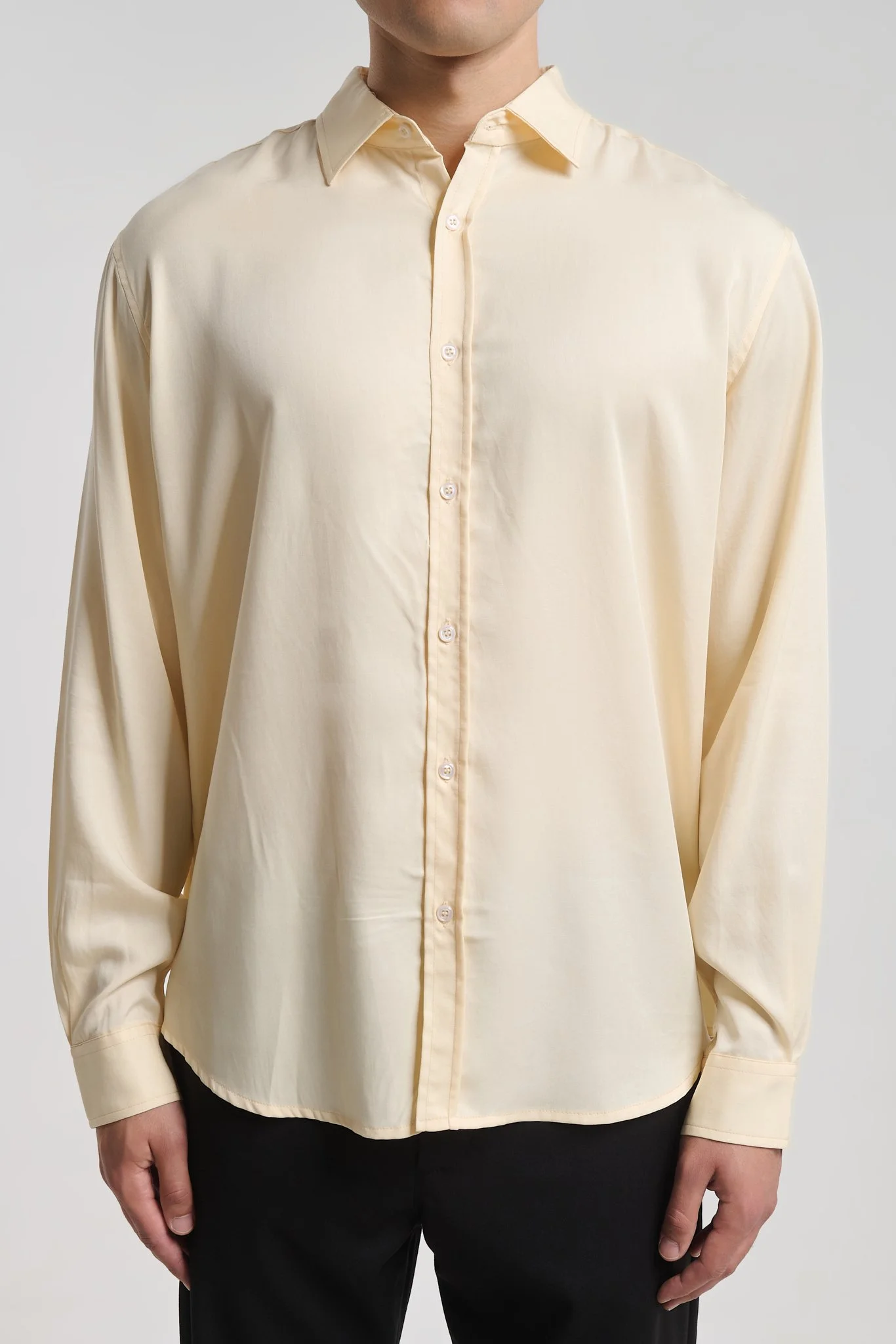 Yamada 3614 Yellow Viscose Shirt — Men's Shirts, Relaxed Fit