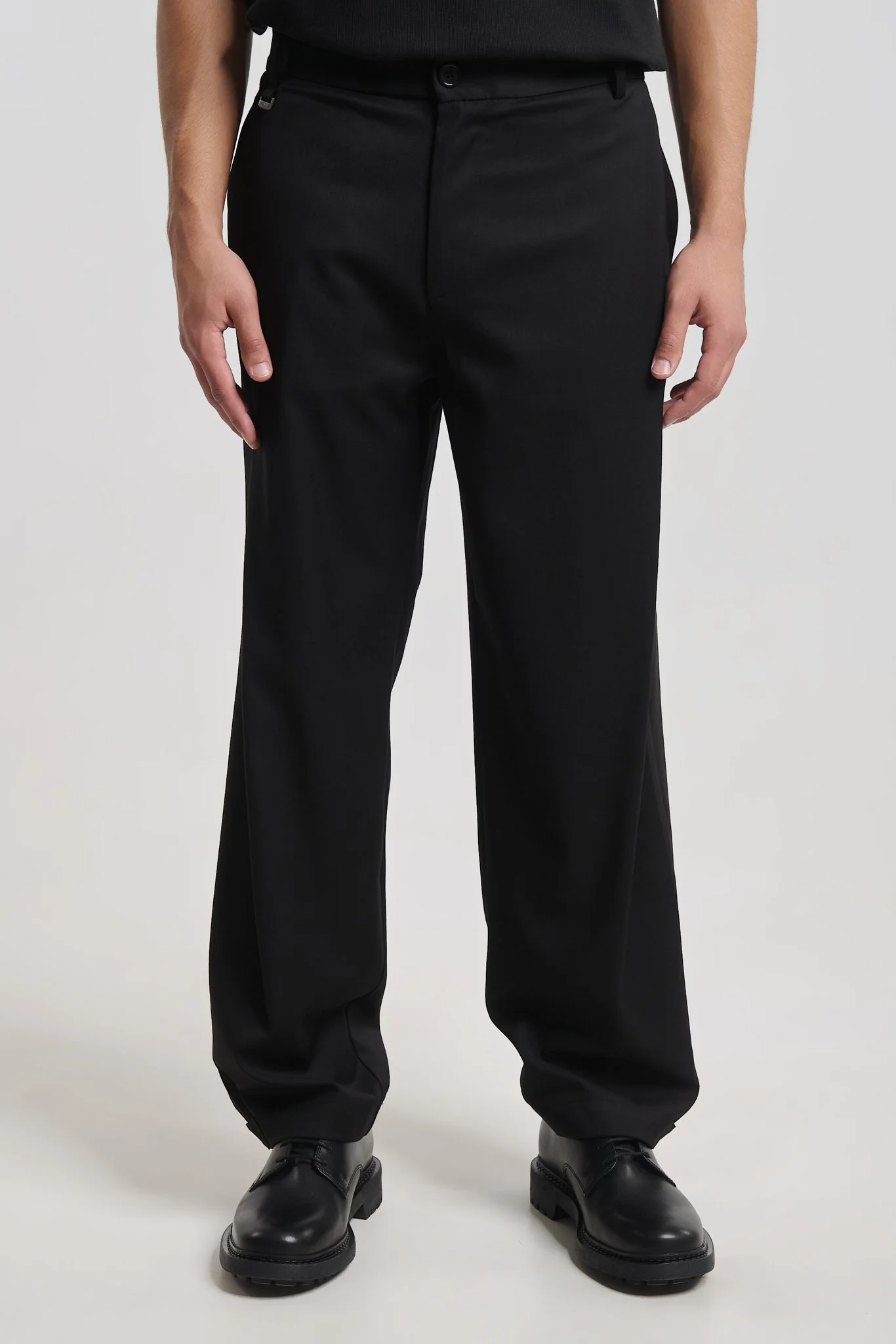 Akeshy 2390 Black Side Pleated Pants — Men's Chino, Wide Fit