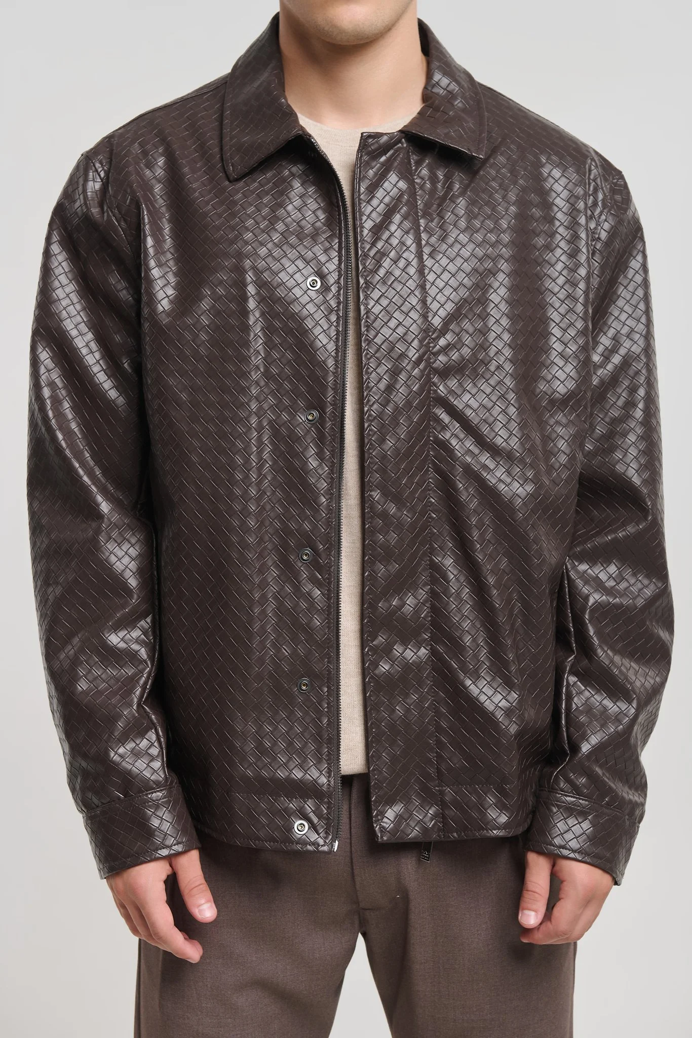 Muse 5169 Brown Faux Leather Jacket — Men's Jackets, Regular Fit