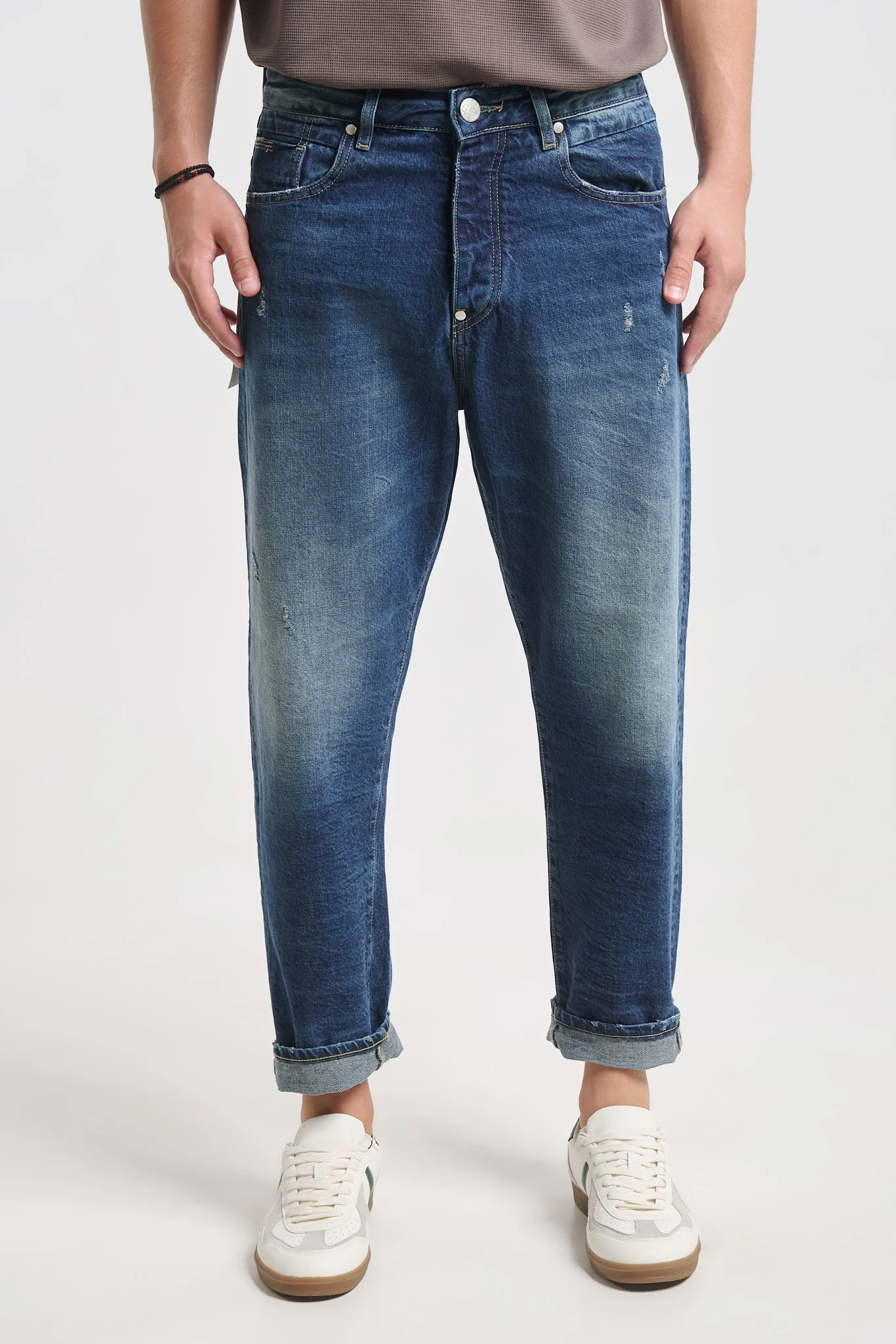 Beatles 2367 Medium Blue Distressed Washed Jeans — Men's Denim, Relaxed Fit