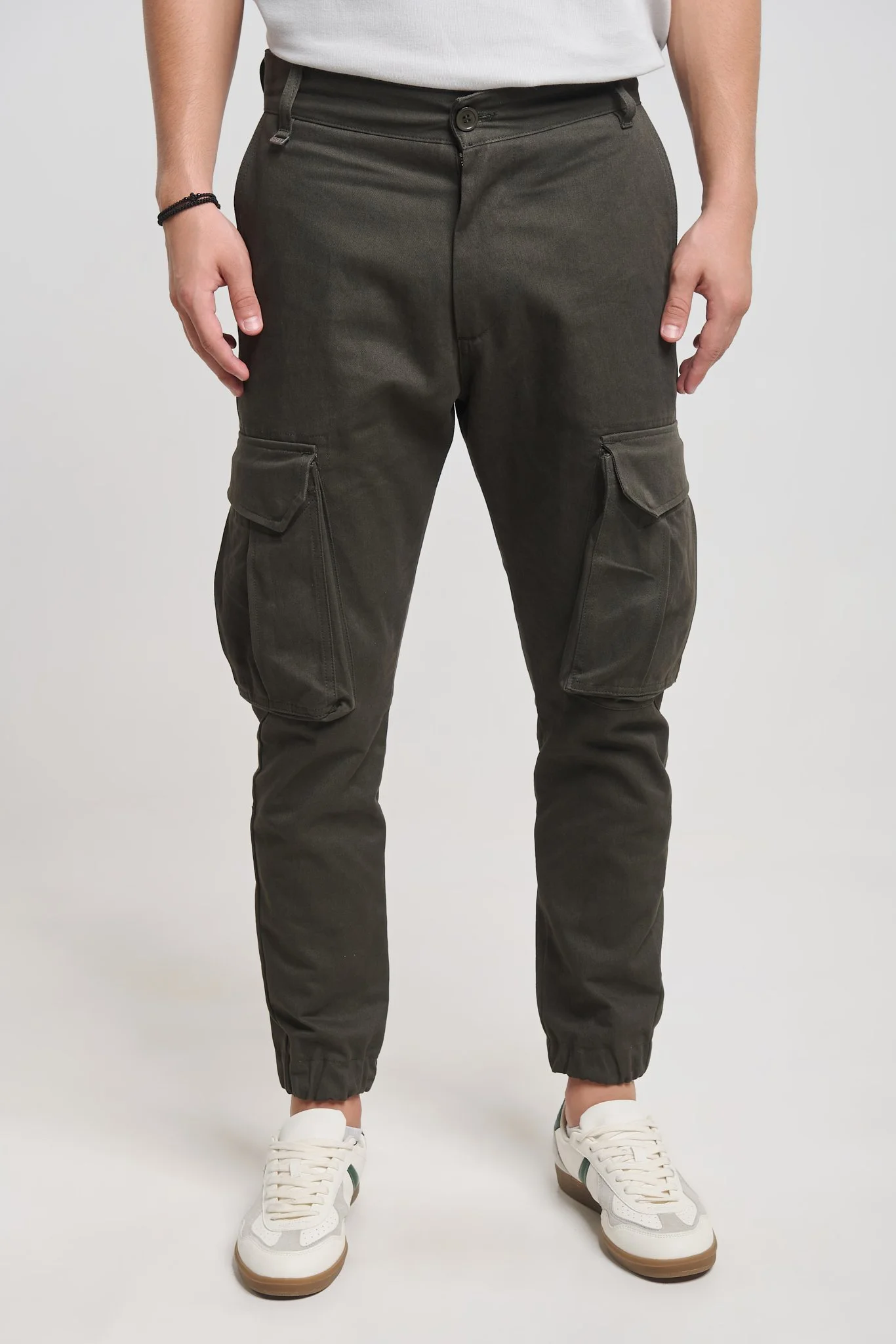 Rivoli 2381 Khaki Gabardine Cargo Pants — Men's Cargo, Tapered Fit