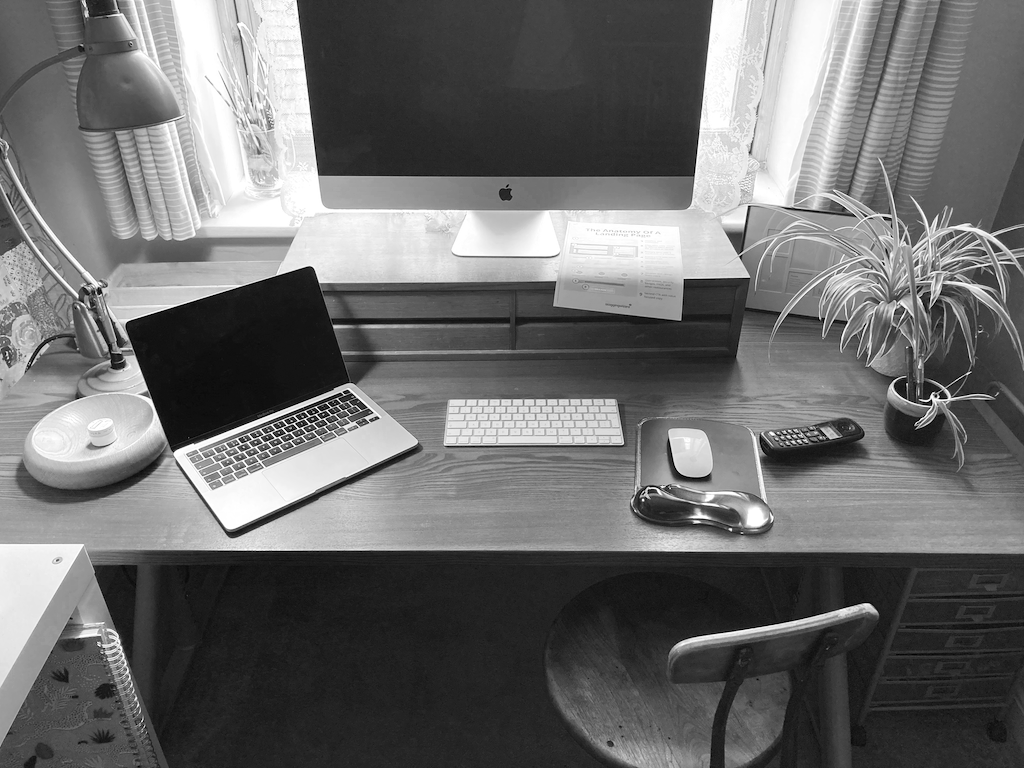 a clear desk for a fresh start working from home... again