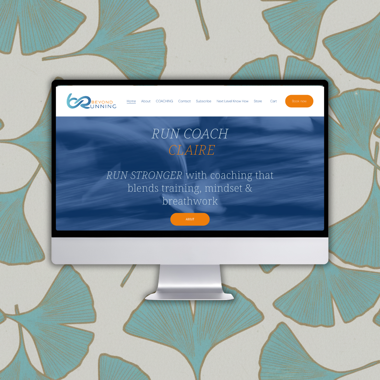 graphic showing a computer with a website on the screen, for a running coach designed by Jaggerdesign
