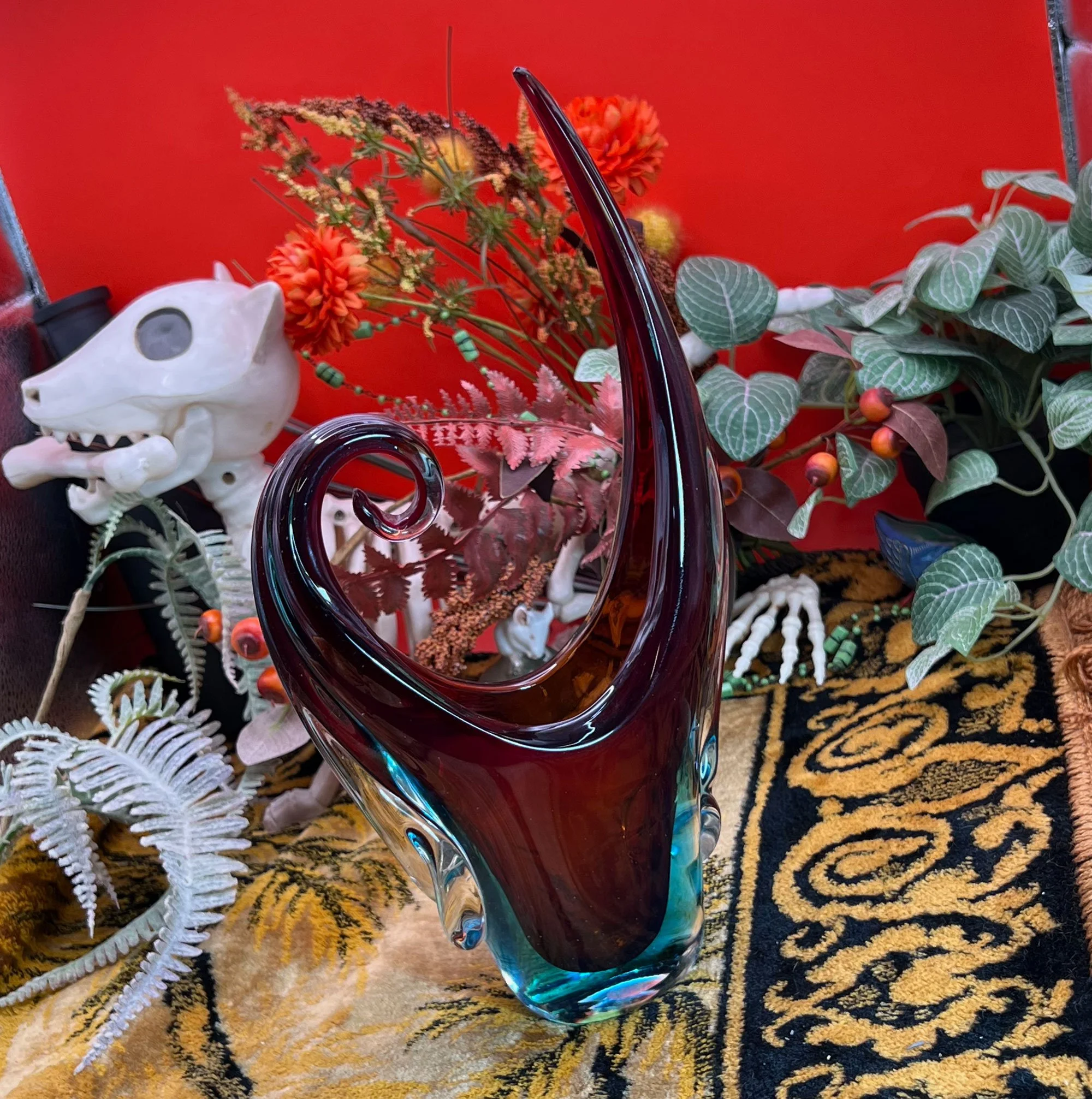 Red Art Glass Vase