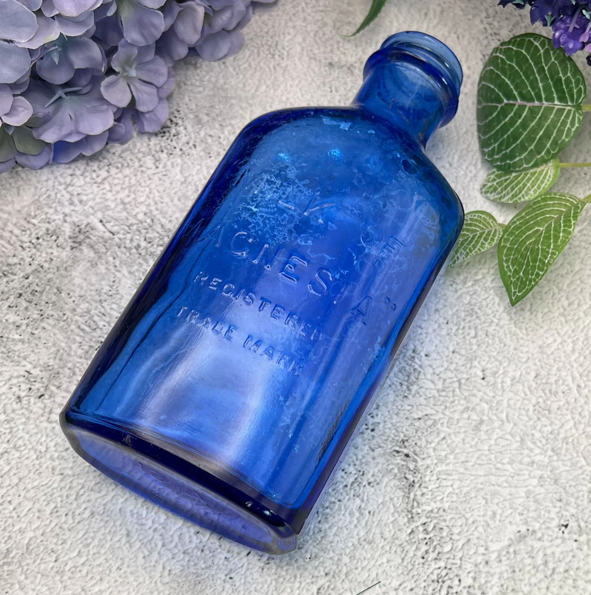 Milk of Magnesia blue glass bottle