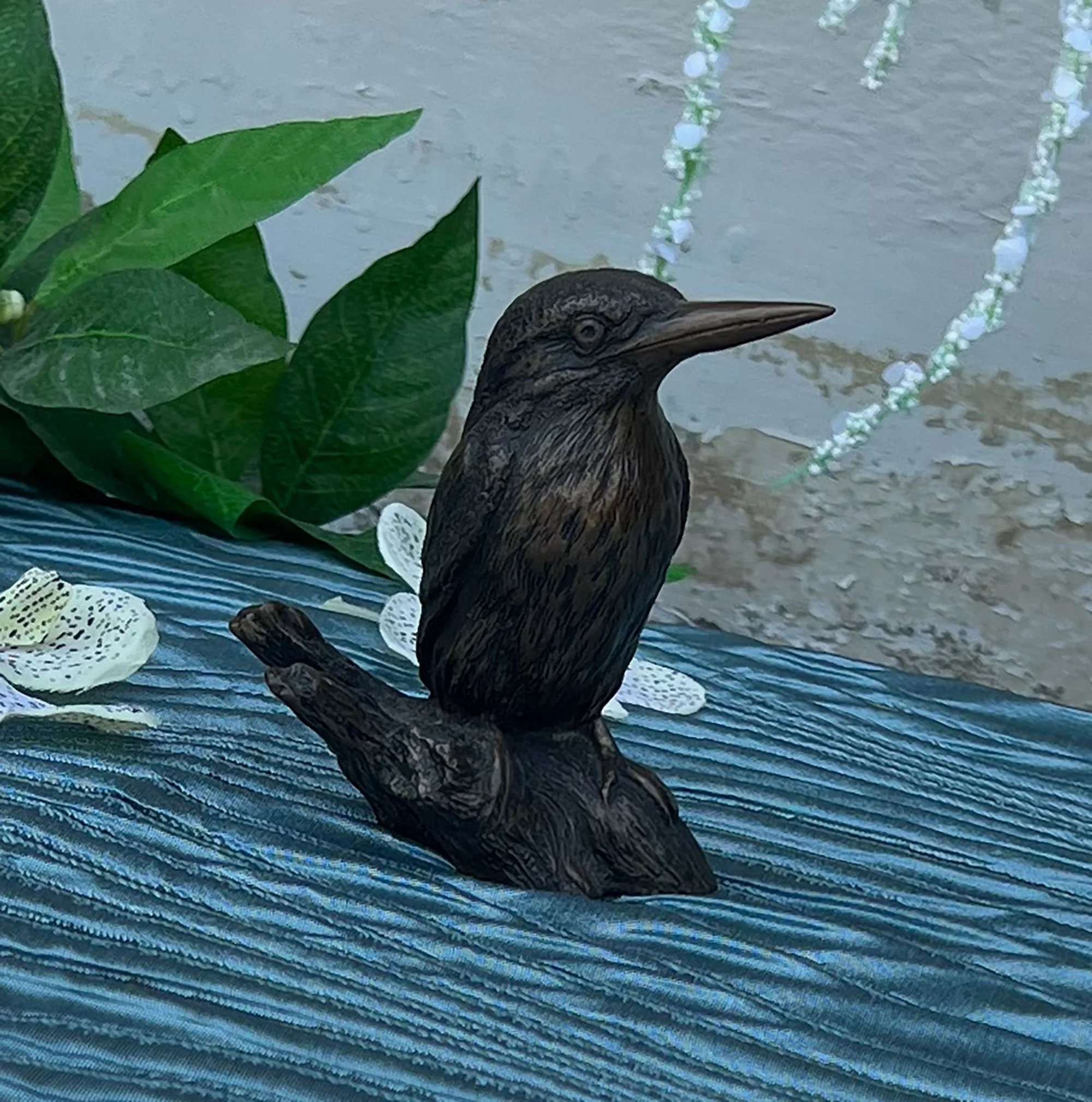 Cold cast resin kingfisher bird