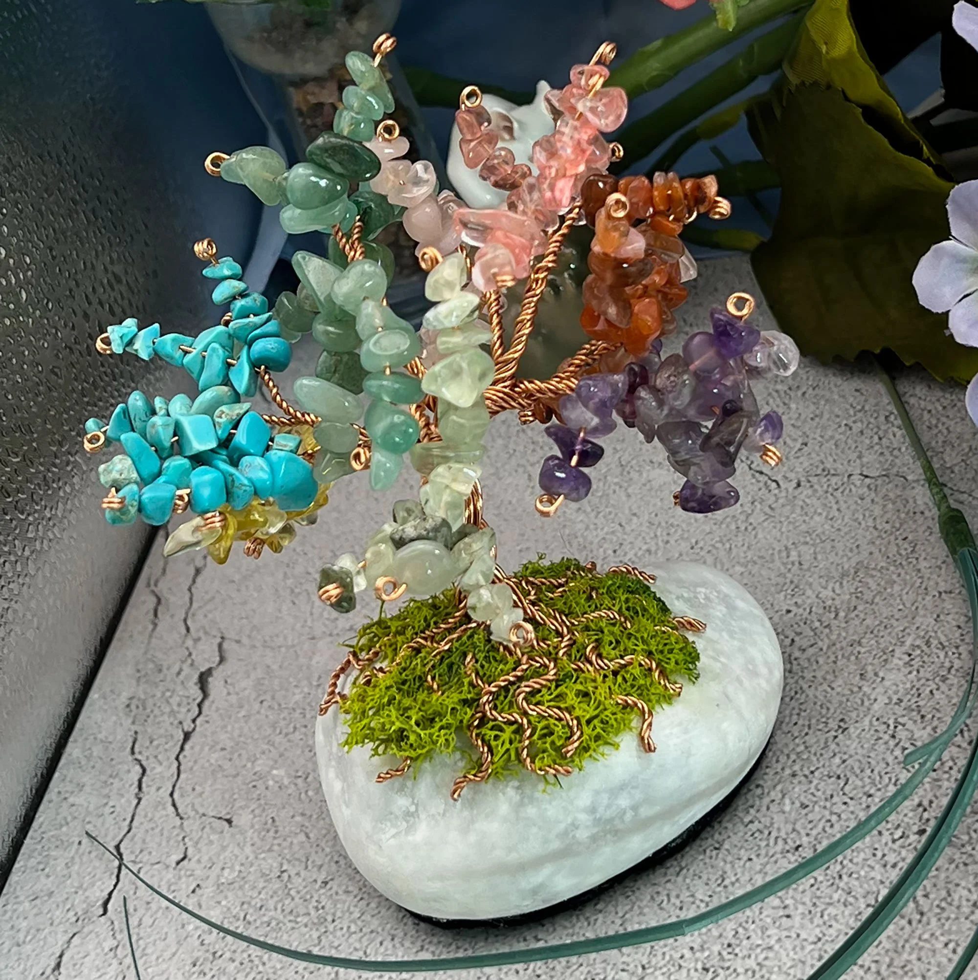 Handcrafted semi precious stone tree