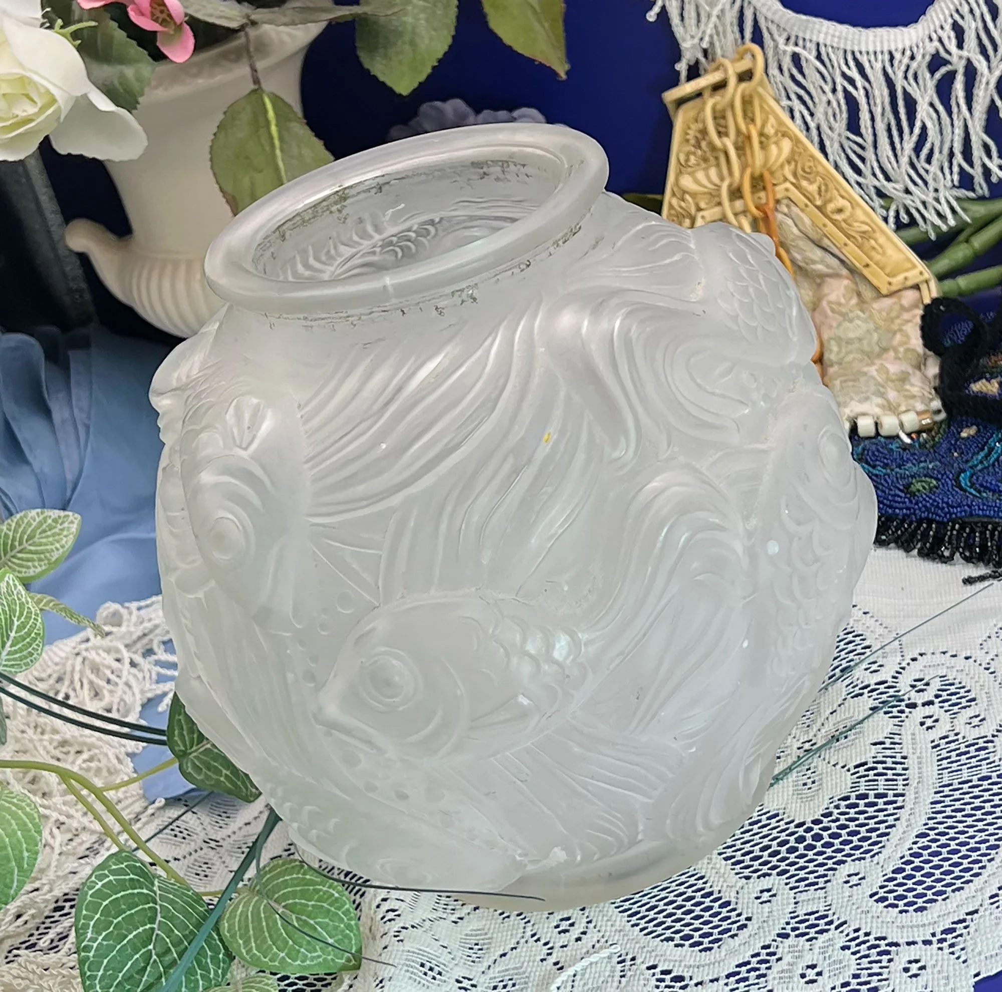 Czech, Lalique copy, lamp base