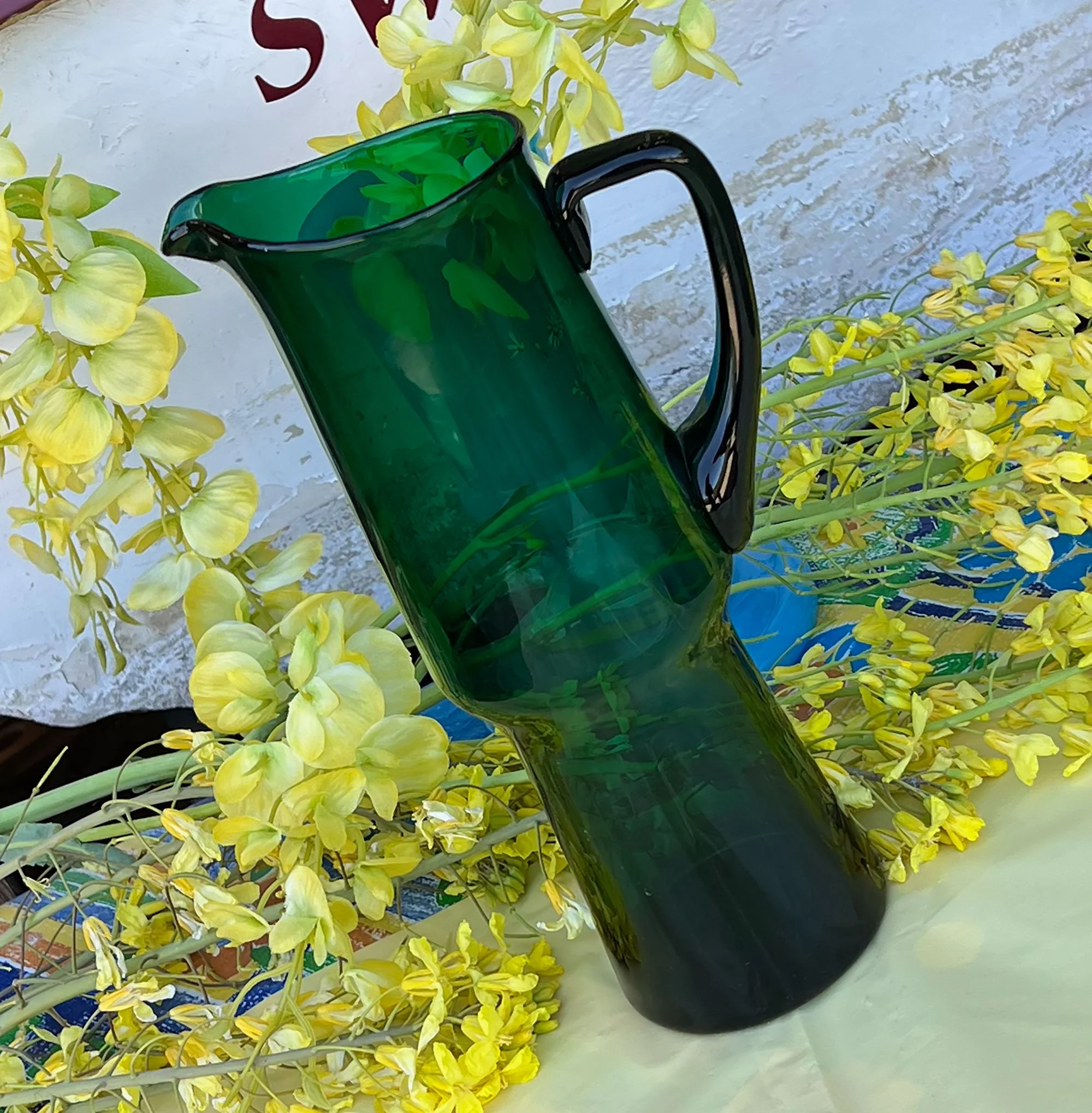 Green Glass Water Jug