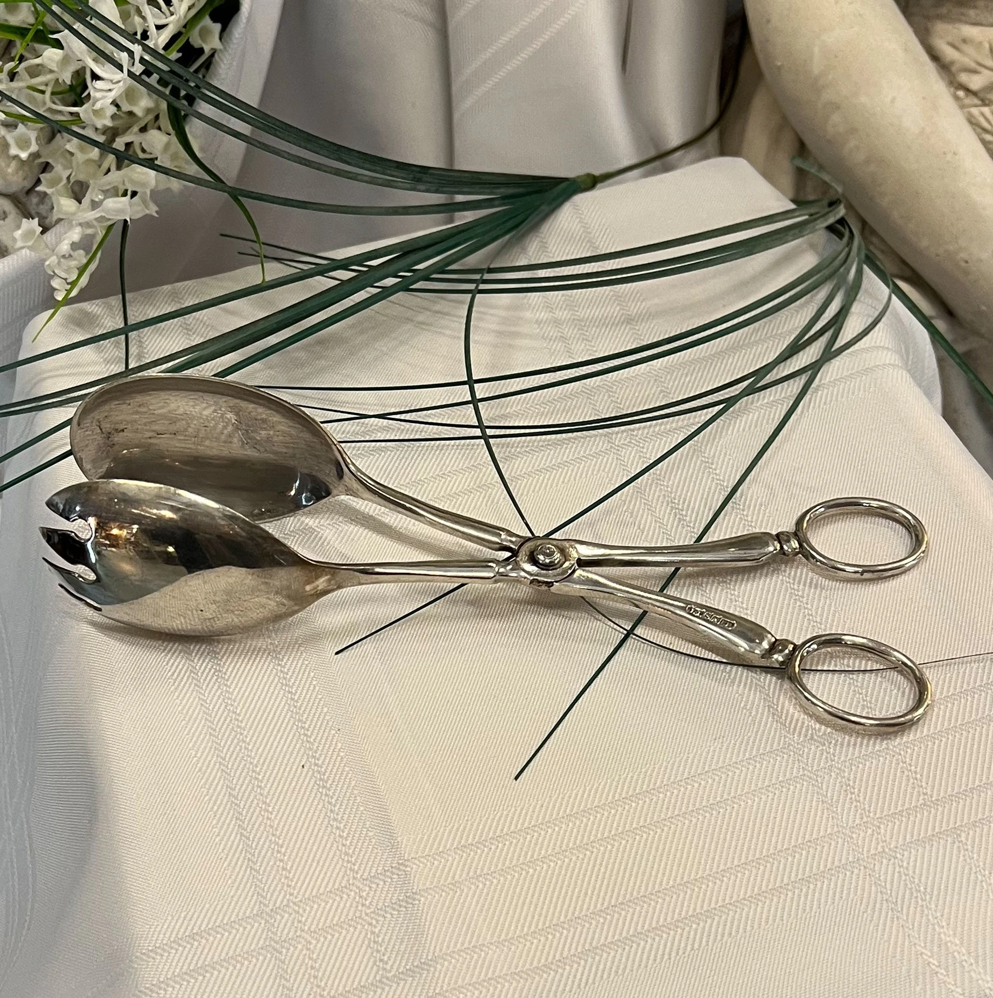 Silver plated serving tongs