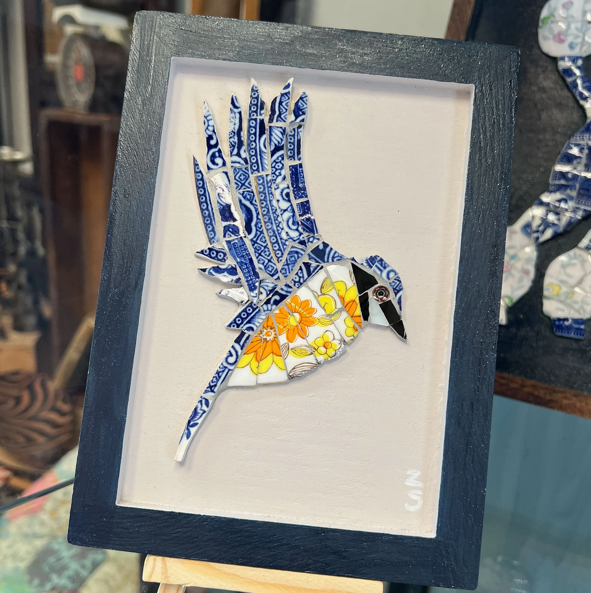 Vintage china mosaic bird
