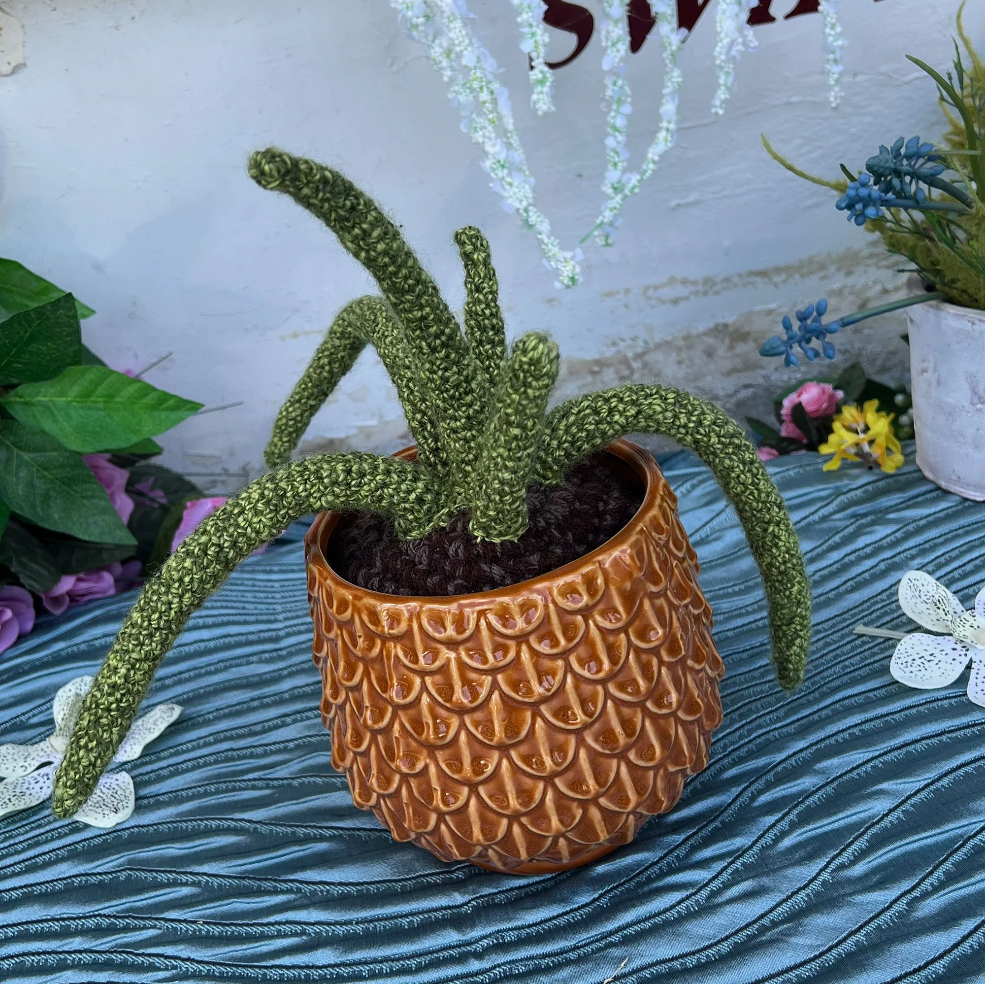 Crocheted cactus in ceramic pot