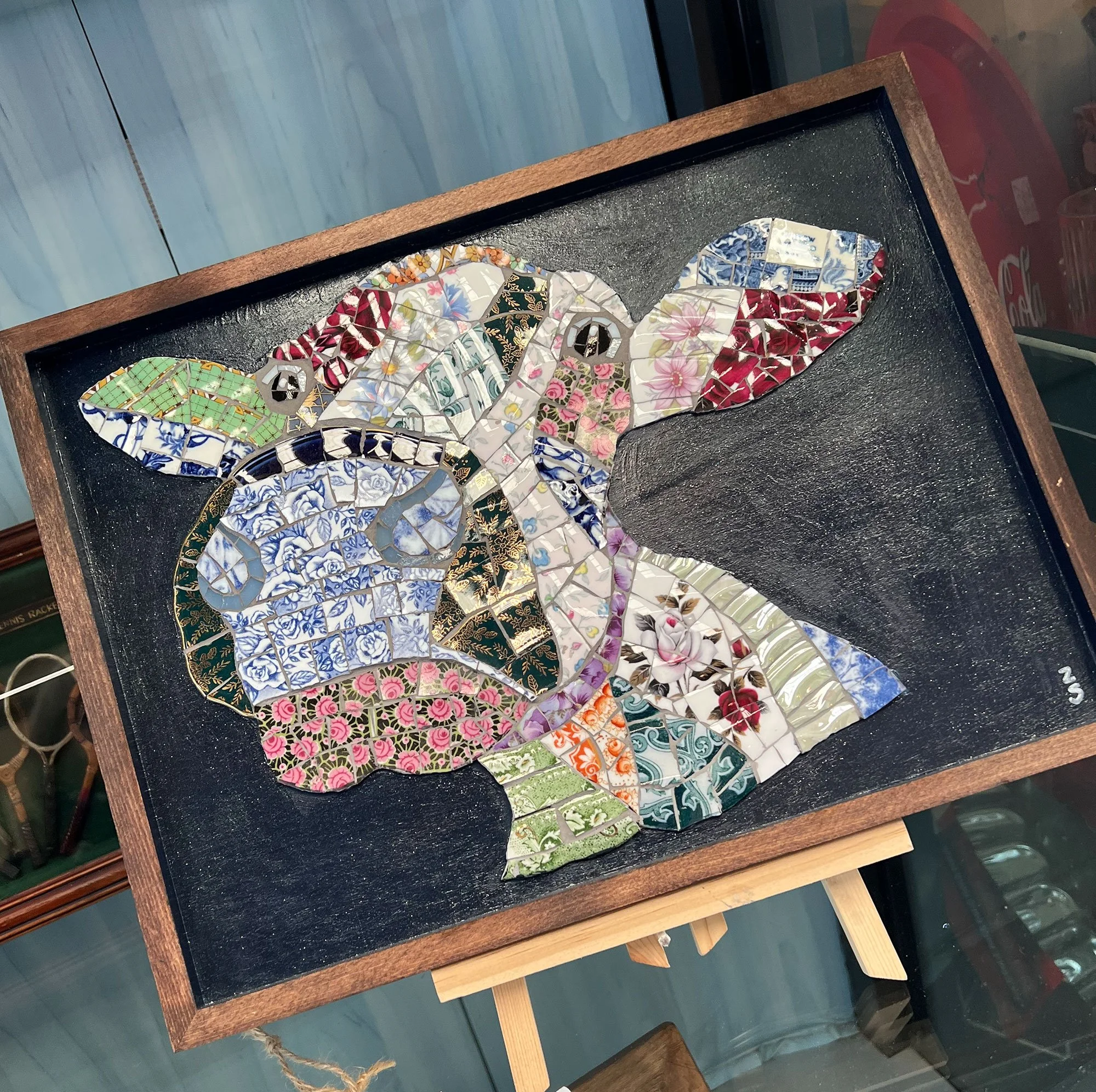 Vintage china mosaic cow
