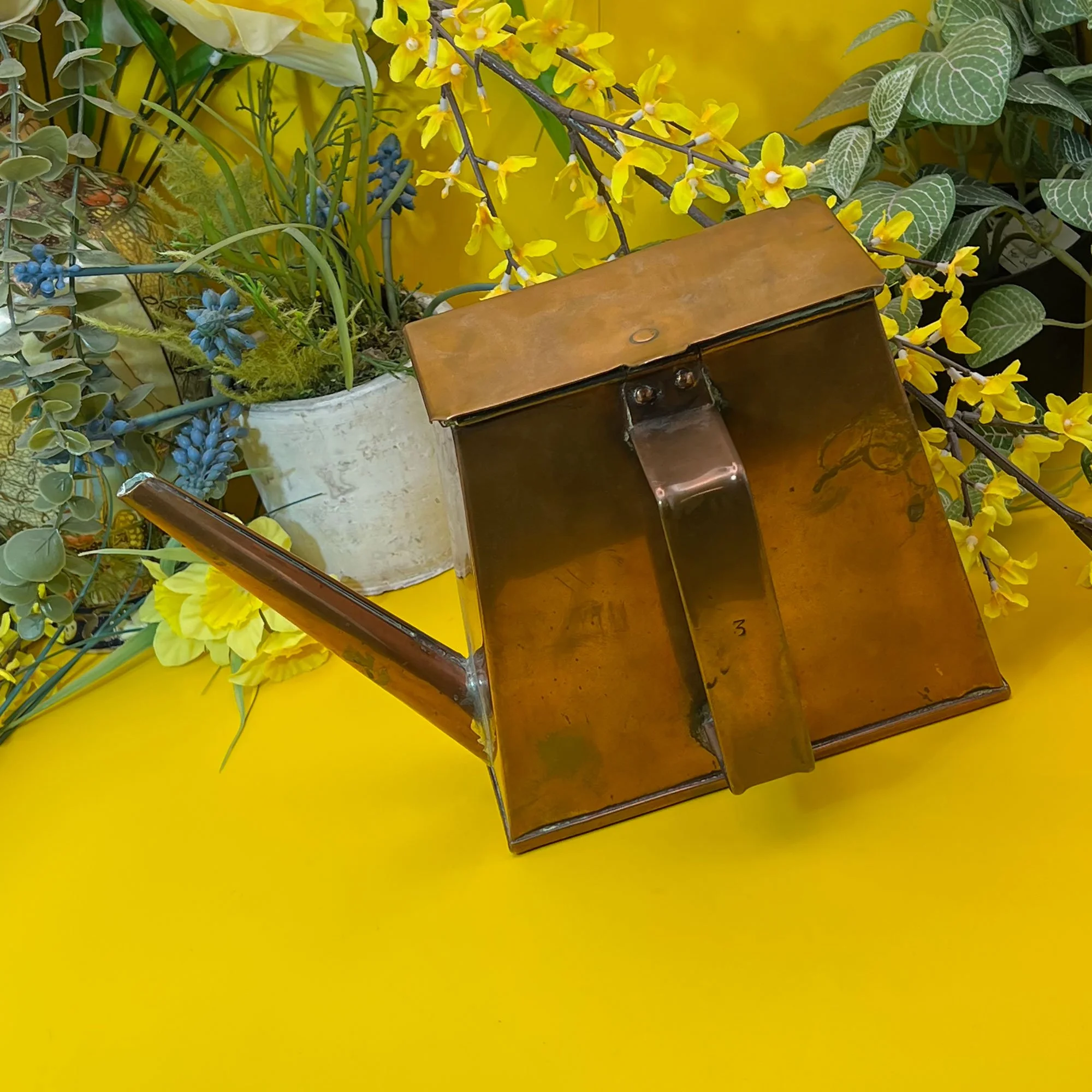 Antique, narrow boat copper kettle