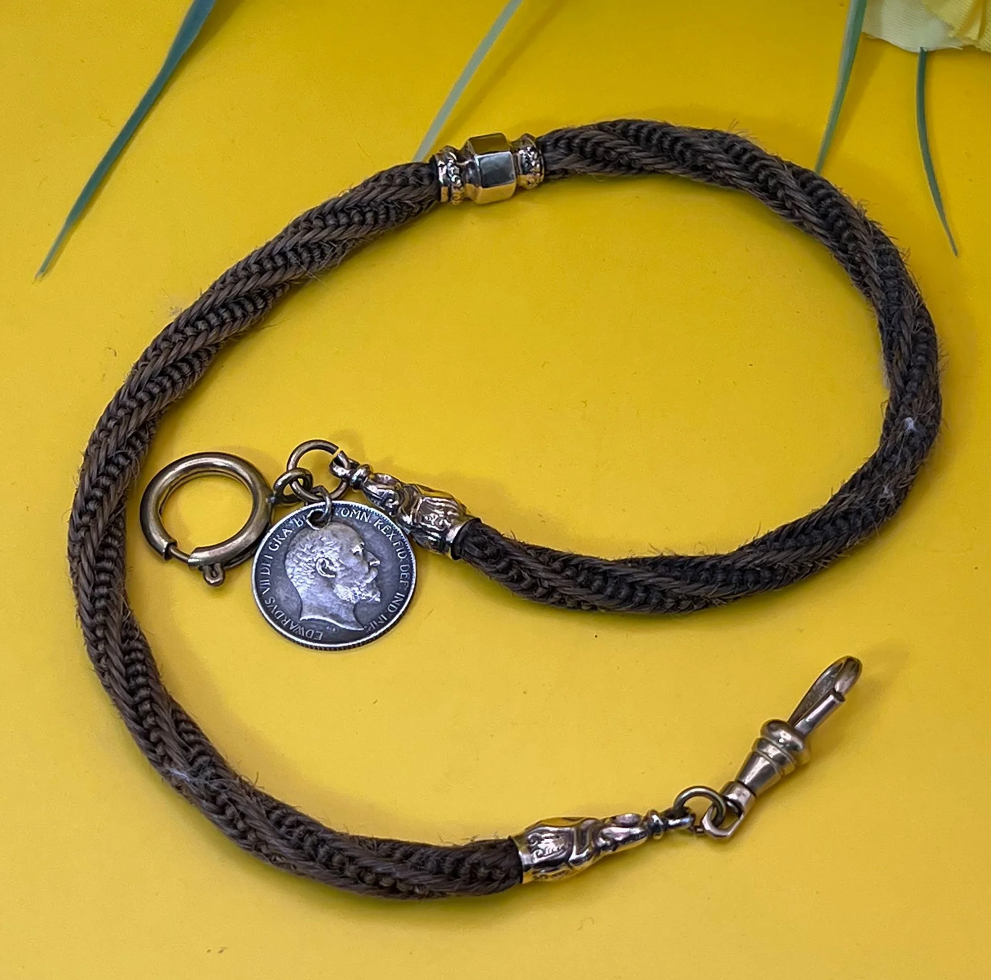 Braid Hair Mourning Watch Chain