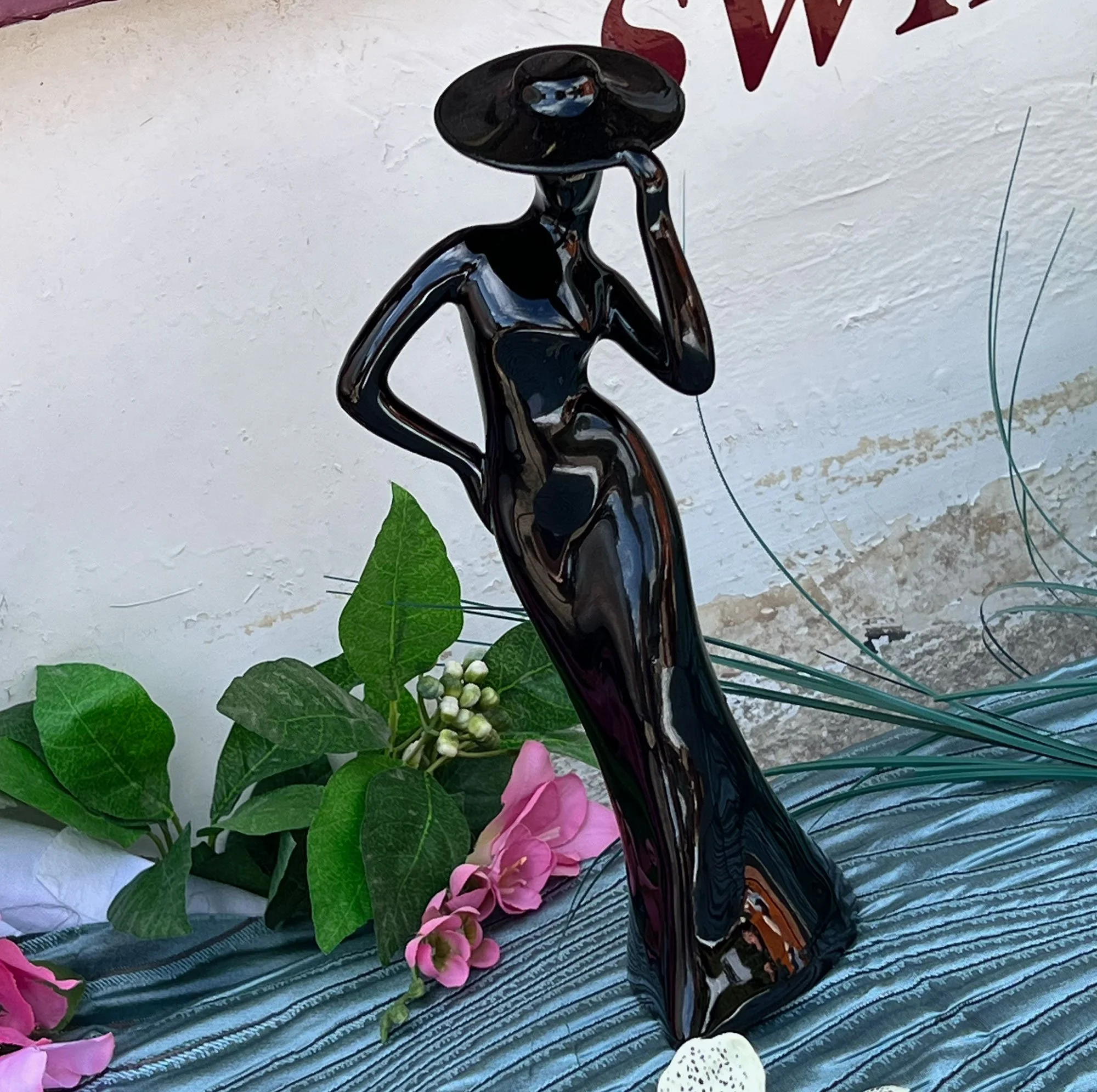 Black Ceramic Lady Statue